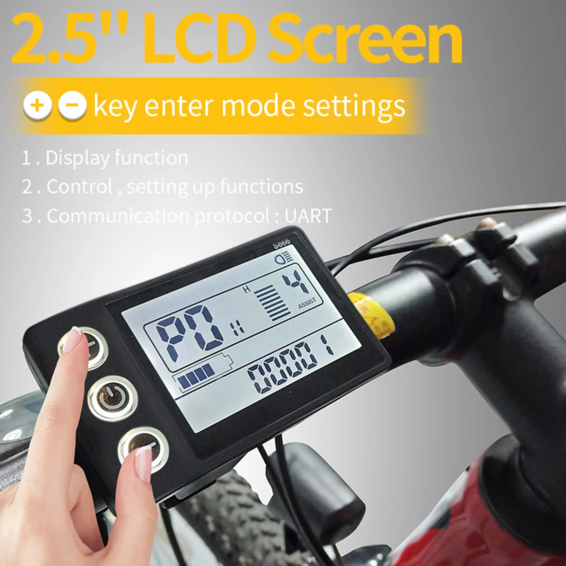 Miernik z Wyświetlaczem LCD do Roweru Elektrycznego S866, 6-pinowy 24 V 36 V 48 V 60 V E Bike Wodoodporny Wyświetlacz Panel Sterowania Miernikiem, Uniwersalny Ekran Panelu LCD do
