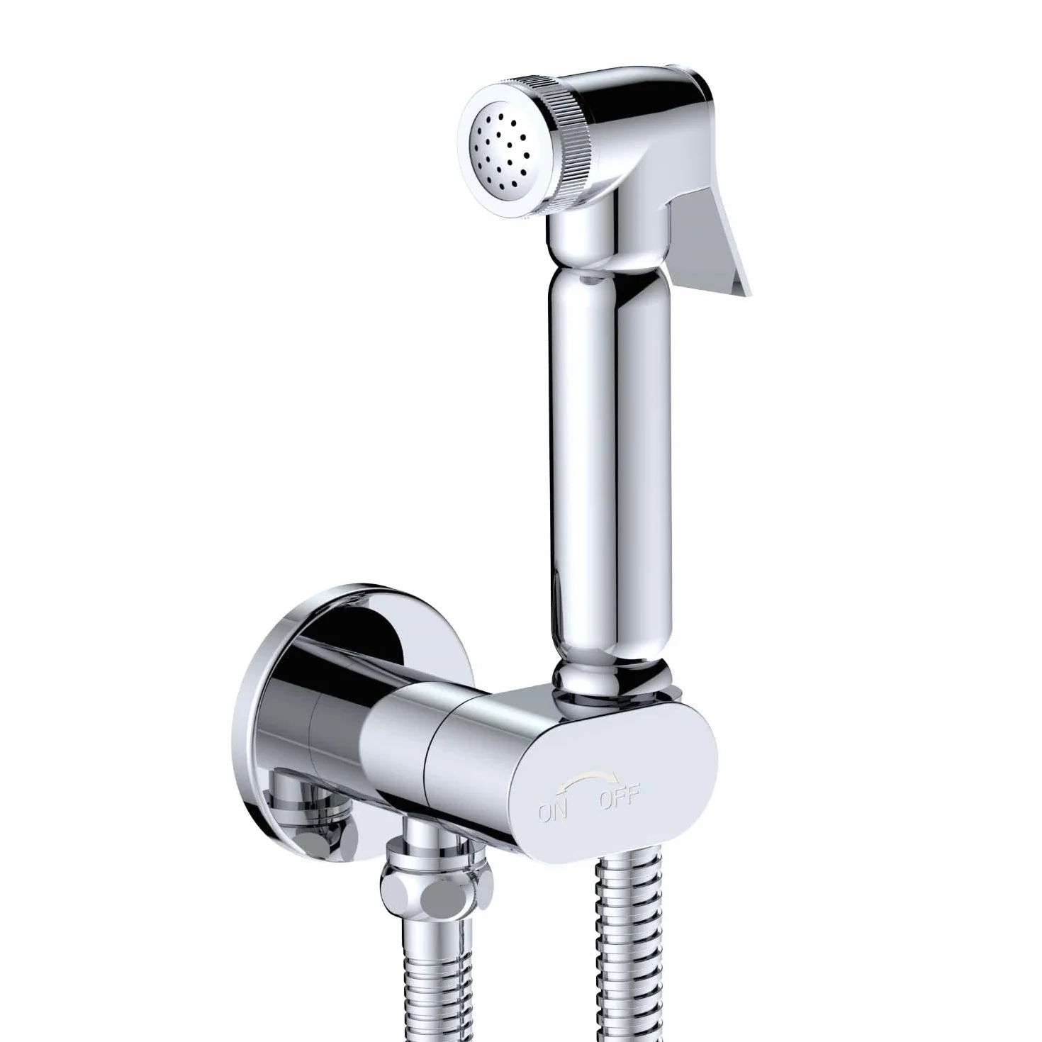 Ręczna Słuchawka Bidetowa WC/Bidet z Chromowanego Mosiądzu – Zestaw Soho Design z Zaworem Odcinającym, Uchwyt Ścienny, Wąż 120 cm, Gwint G1/2”