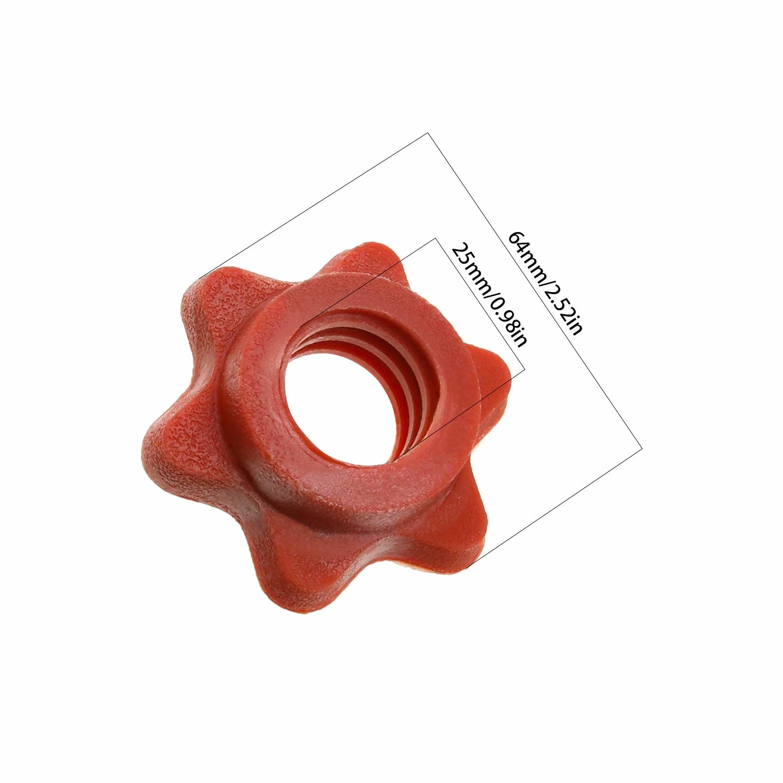 OTOTEC 4X Kołnierze spin-Lock 25mm Nakrętki sześciokątne Akcesoria sprzętowe Fitness, czerwony/srebrny