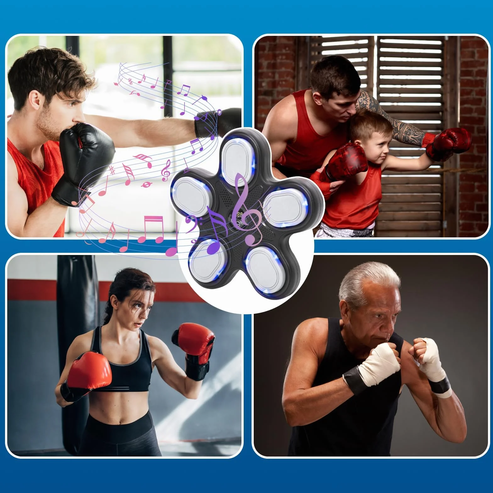Ark miido Music Boxing Machine Bluetooth z rękawicami bokserskimi, 9 trybów prędkości, trening bokserski w domu