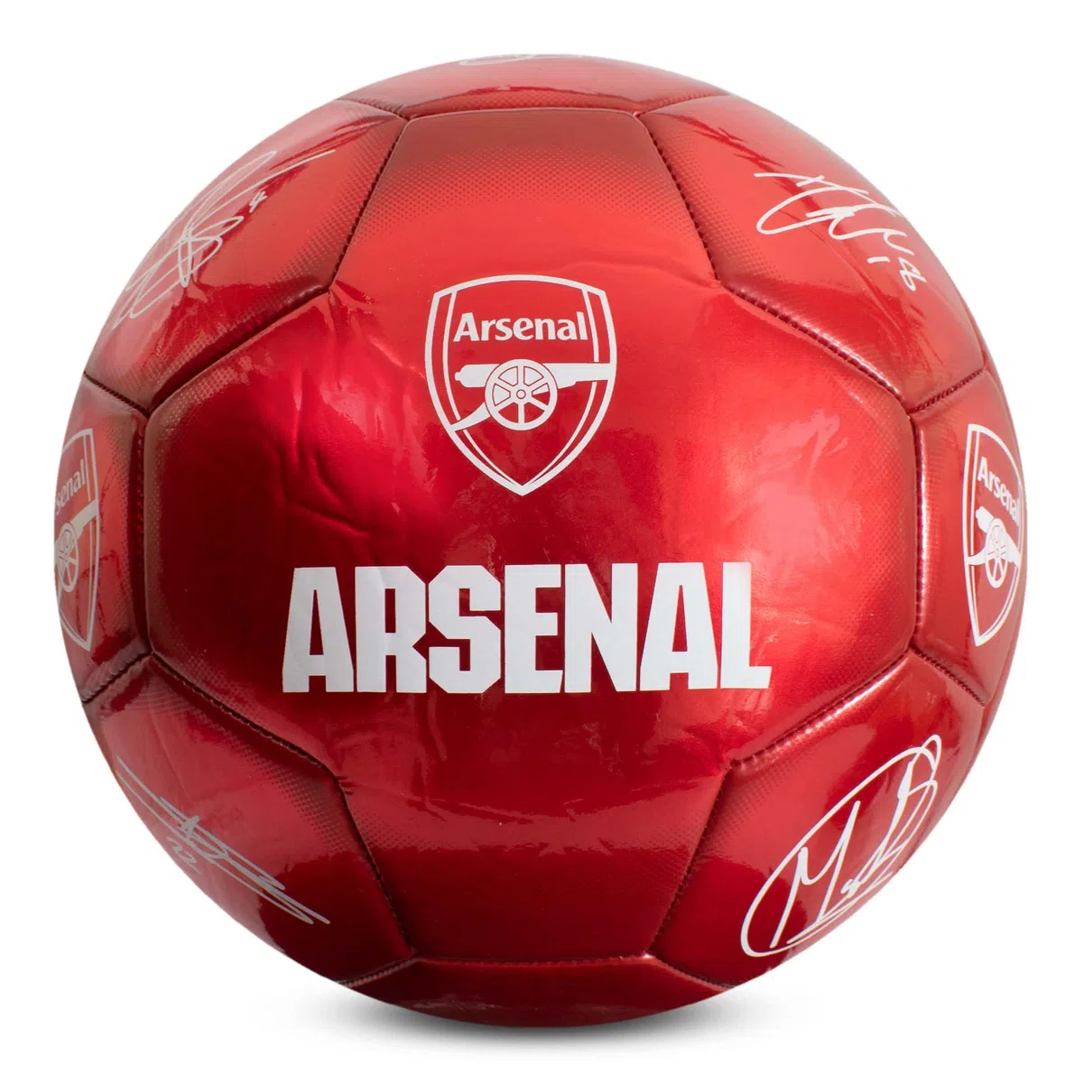 Hy-Pro Oficjalnie licencjonowana piłka nożna Arsenal F.C. Classic Signature, metaliczna, rozmiar 5, strzelcy, trening, mecz, towar, kolekcjonerska dla dzieci i dorosłych, czerwona