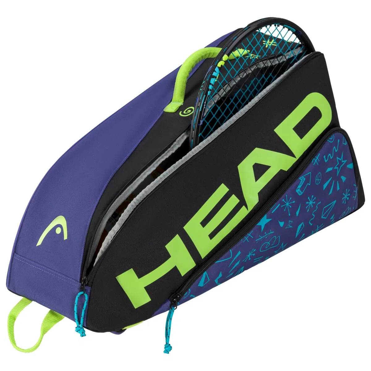 HEAD Unisex Youth JR Tour Racquet Bag Monster torba tenisowa, zielona kwasowo-czarna, S