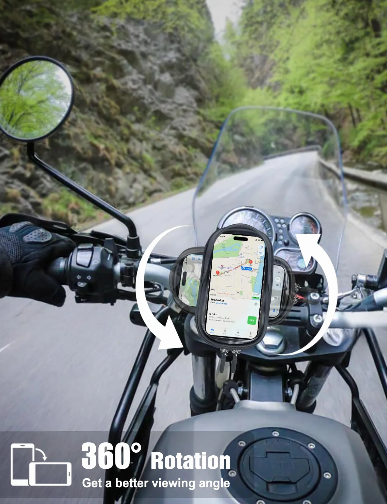 Vitalismo Torba na kierownicę rowerową, wodoodporny rower motocyklowy uchwyt na telefon z osłoną przeciwdeszczową obrót 360 ekran dotykowy uchwyt na telefon rower górski torba na kierownicę rowerową