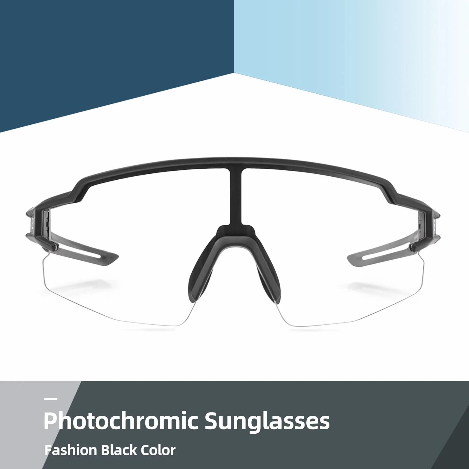 ROCKBROS Okulary Rowerowe UV400 Okulary Kolarskie Przeciwsłoneczne Fotochromowe Przezroczyste Wiatroszczelne Okulary Sportowe do Jazdy na Rowerze na Świeżym Powietrzu Wędkarstwo Golf
