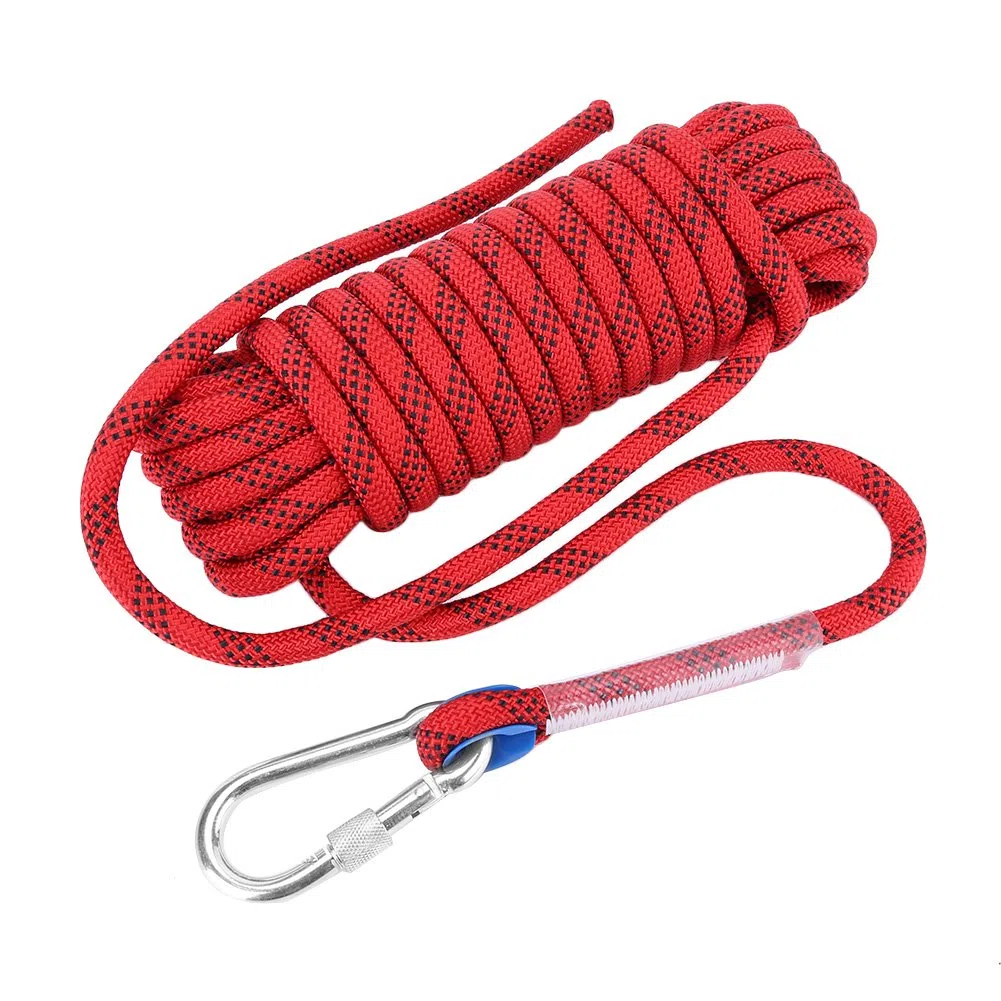 Alomejor lina wspinaczkowa o średnicy 12 mm, lina do przeżycia, solidna paracord, z karabinkiem (20 M)