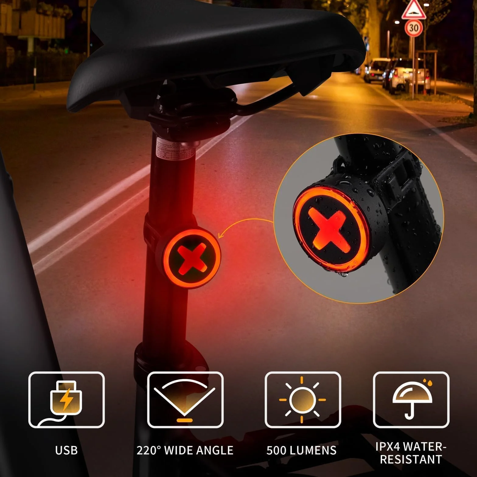 Zestaw oświetlenia rowerowego, akumulator USB i czas świecenia 8,5 h, wodoodporny zestaw oświetlenia LED i światło rowerowe