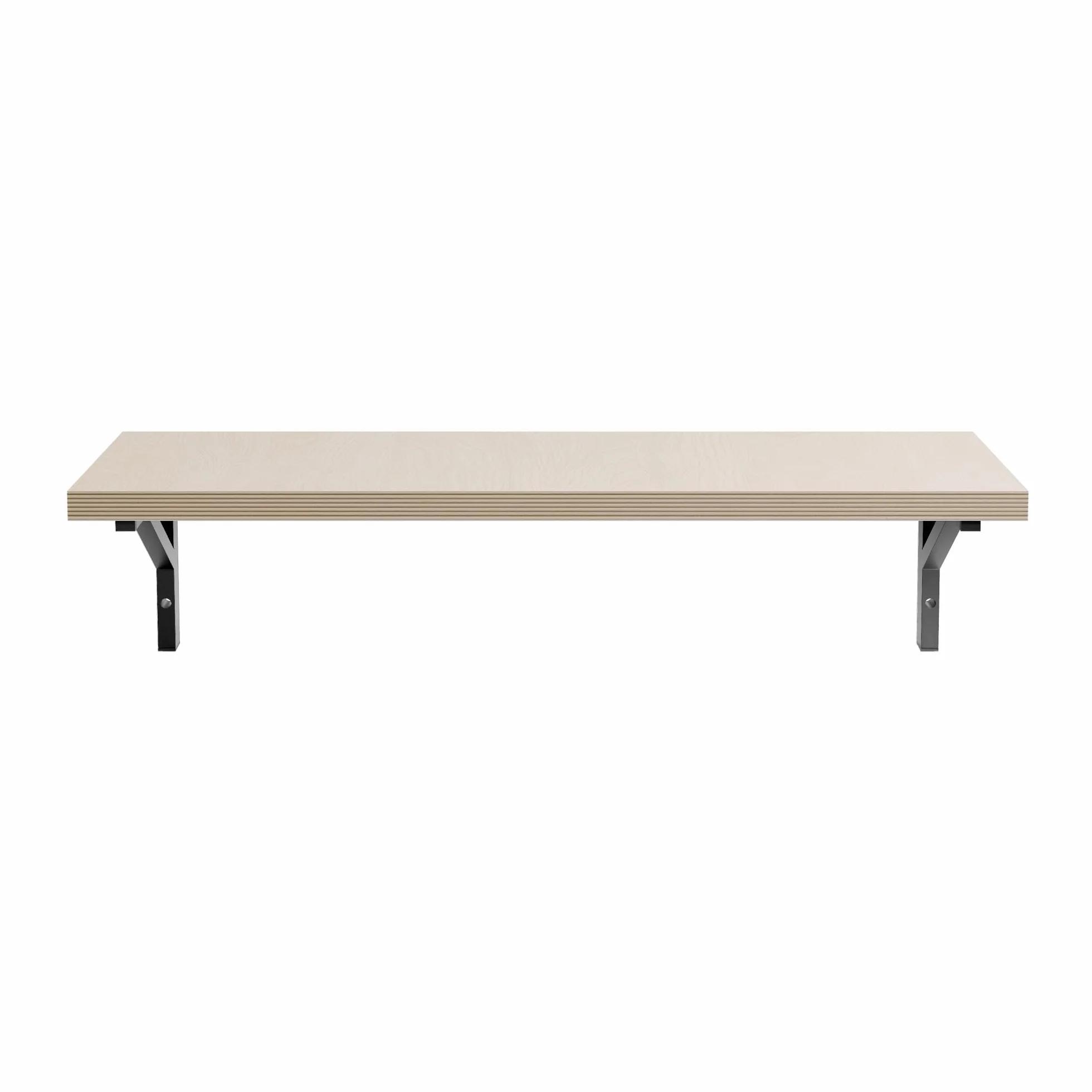 Półka Wisząca 120x24,5 cm Metalowa Wspornik Sklejka 40 mm Biały Stelaż