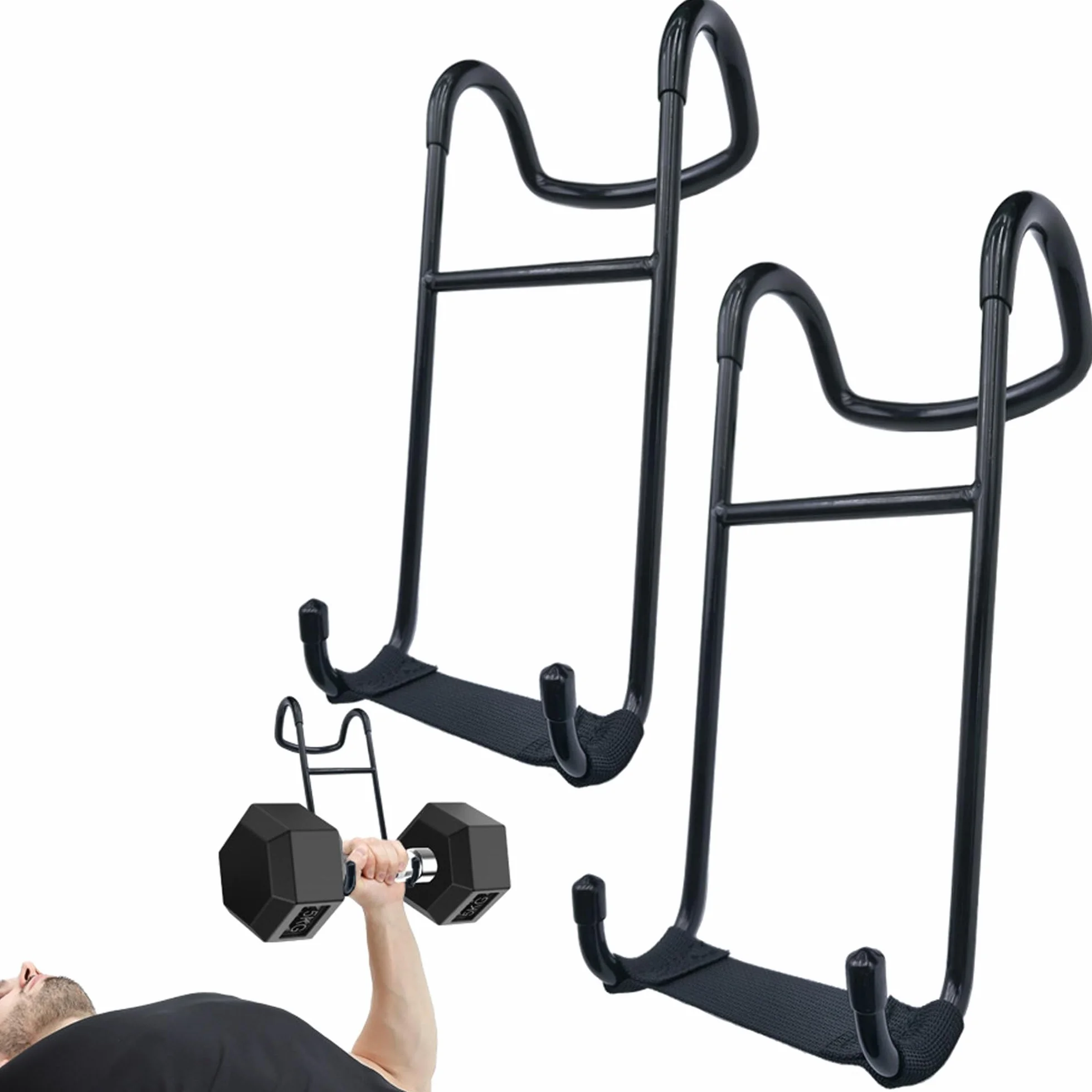 2PCS Hantle Stand, Obciążenie w Ramach 102kg, Haczyki Na Hantle Heavy Do Barbell, Fitness, Klatka Piersiowa, Ćwiczenia Ramion z Paskami Nadgarstkowymi, Haczyki Do Prasy Ławkowej Fitness Podnosze