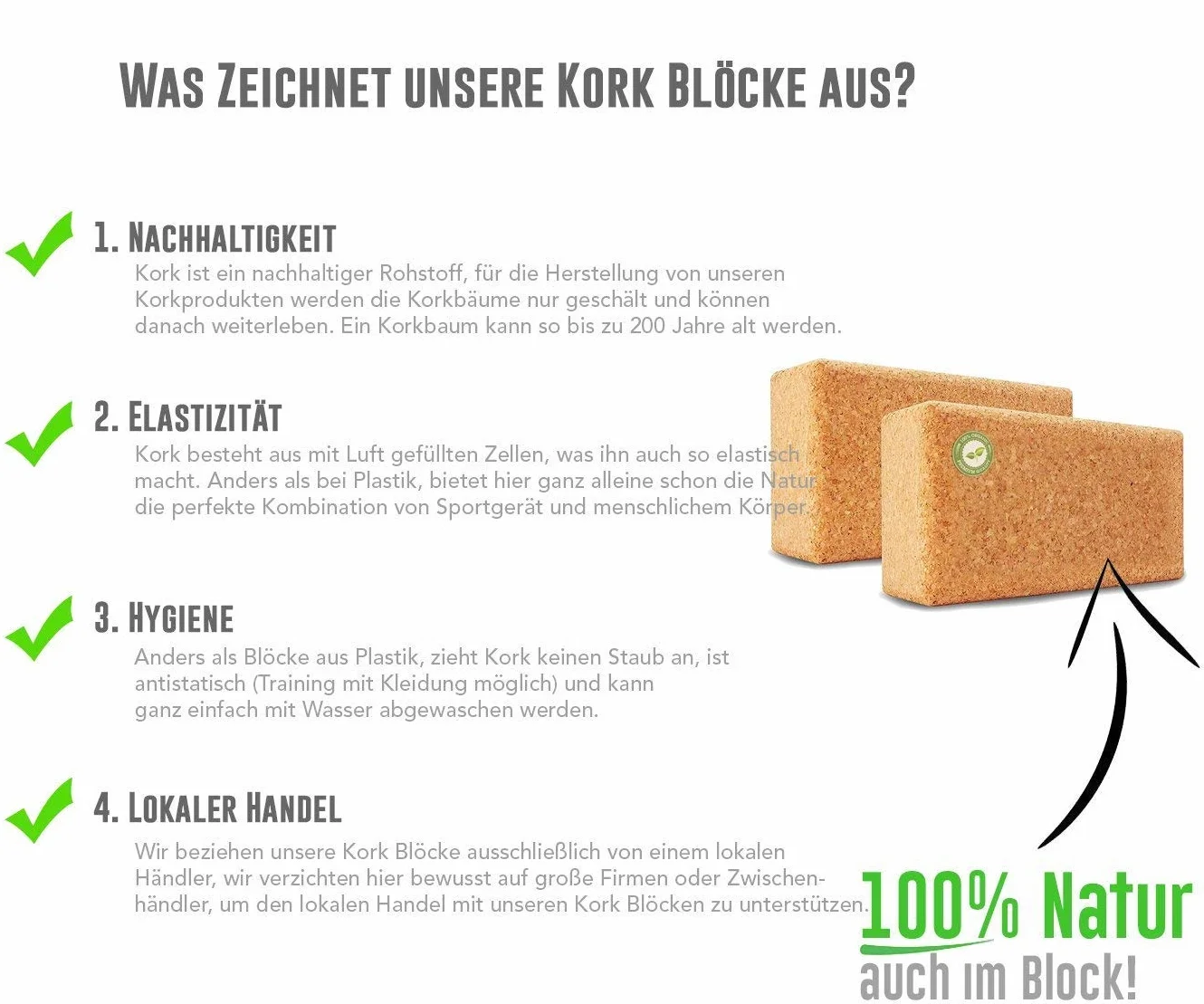 Zestaw klocków do jogi 2 korki 100% naturalny - Hatha Klotz również dla początkujących Medytacja i pilates, pleców, ćwiczeń rozciągających i treningu blokującego,