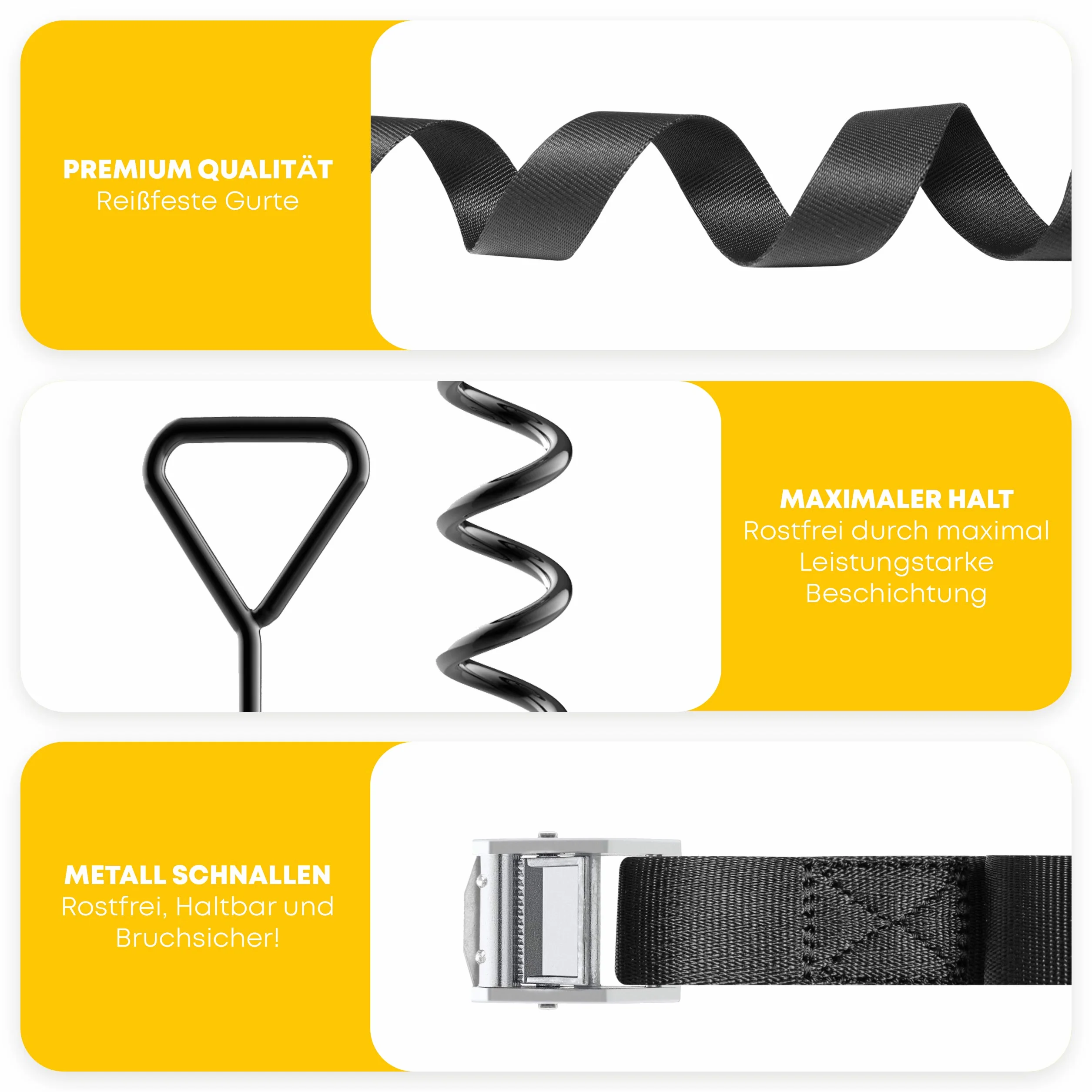 SCHMITZ.Tools Premium Erdanker Trampolin Set - Extra sichere Befestigung - Verstellbarer XXL-Gurt [2,50m] - Rostfrei