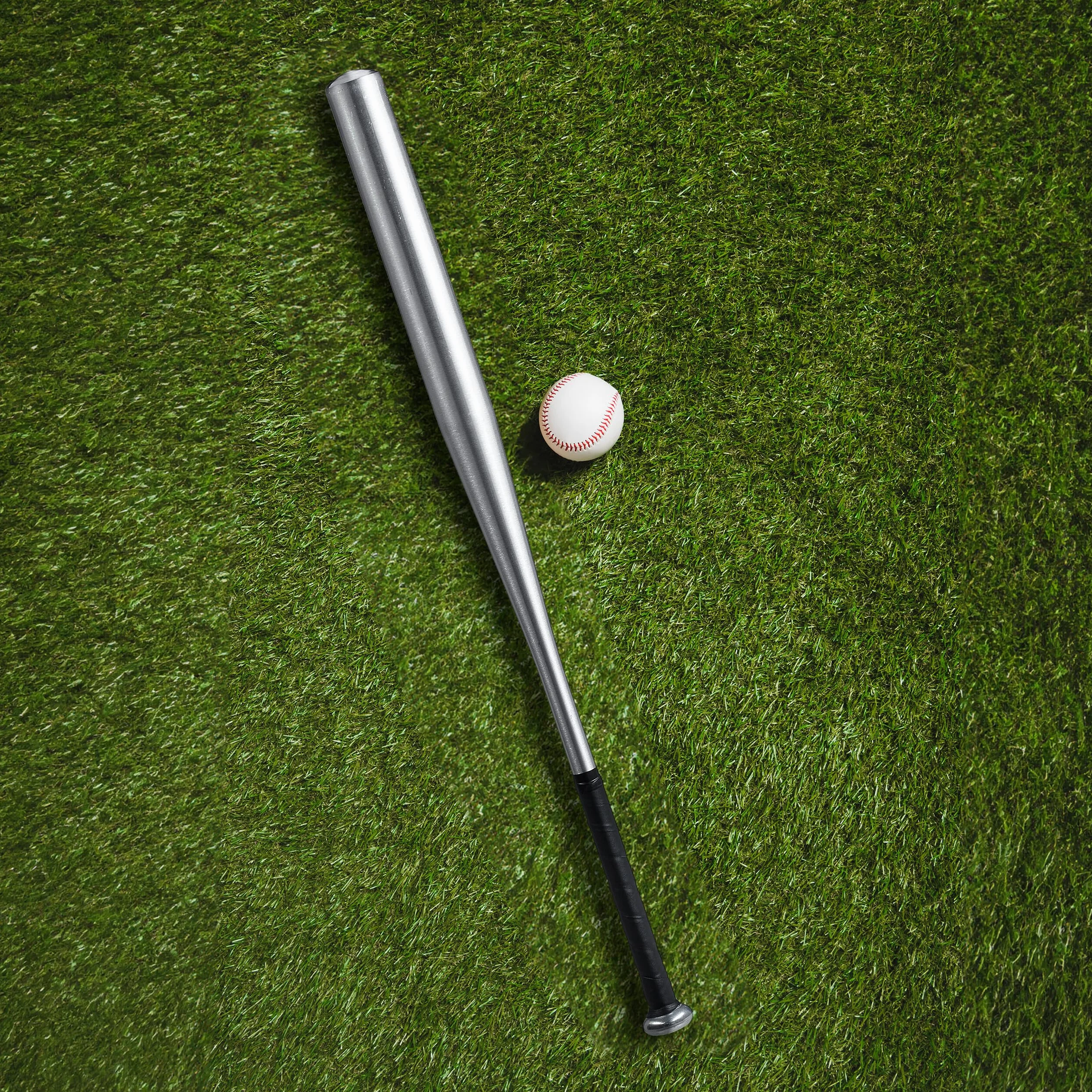 Relaxdays Kij baseballowy aluminiowy, antypoślizgowy uchwyt, 86 cm, metalowy kij baseballowy, srebrny
