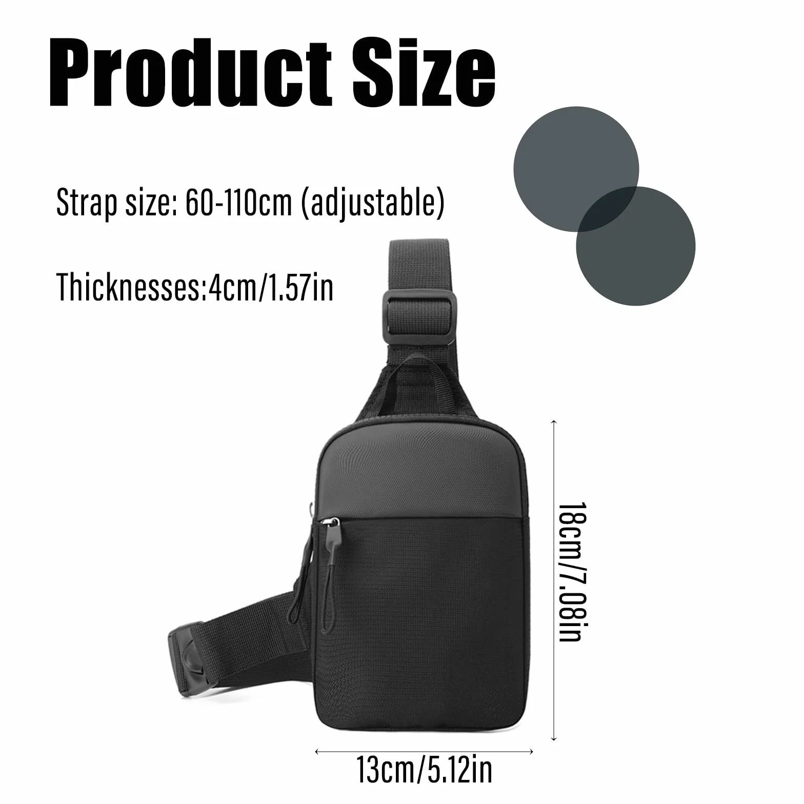 Sling Chest Crossbody Bag, torba na klatkę piersiową dla mężczyzn, wodoszczelna torba na ramię, na podróż, wędrówki, jazdę na rowerze, kemping, sport na świeżym powietrzu