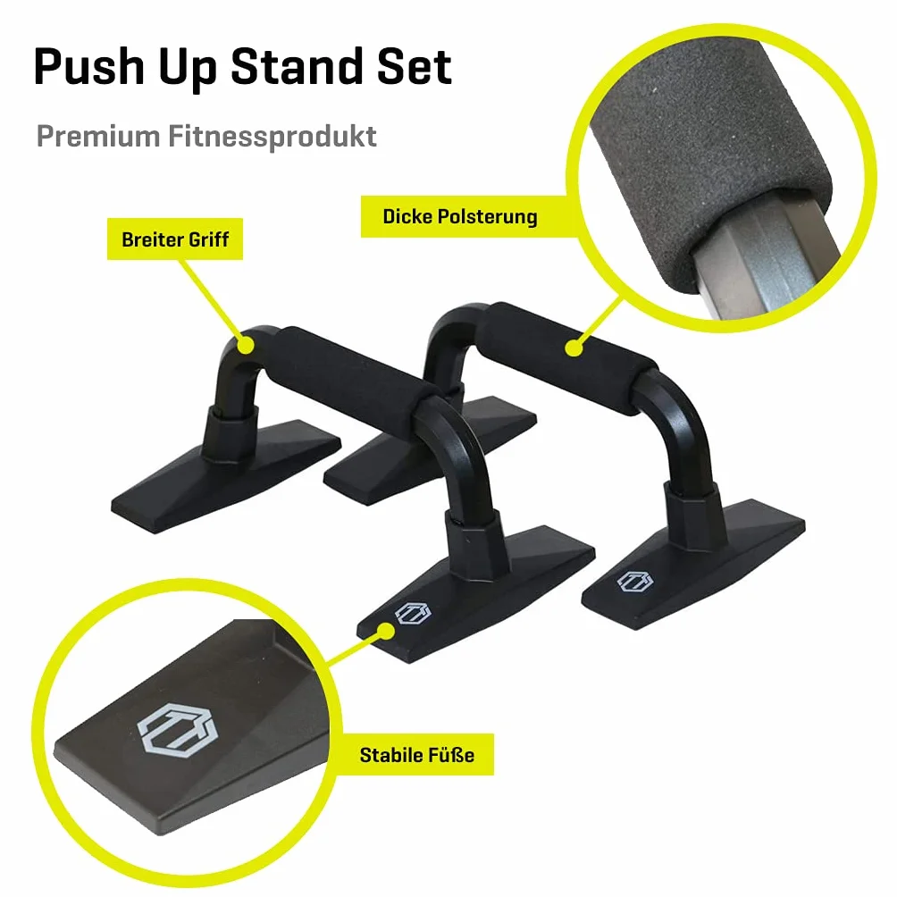 Sporttrend 24® Push Up Stand Bar zestaw 2 szt. w kolorze czarnym, obciążenie 200 kg | uchwyty do pompek, uchwyt do pompek, urządzenie siłowe