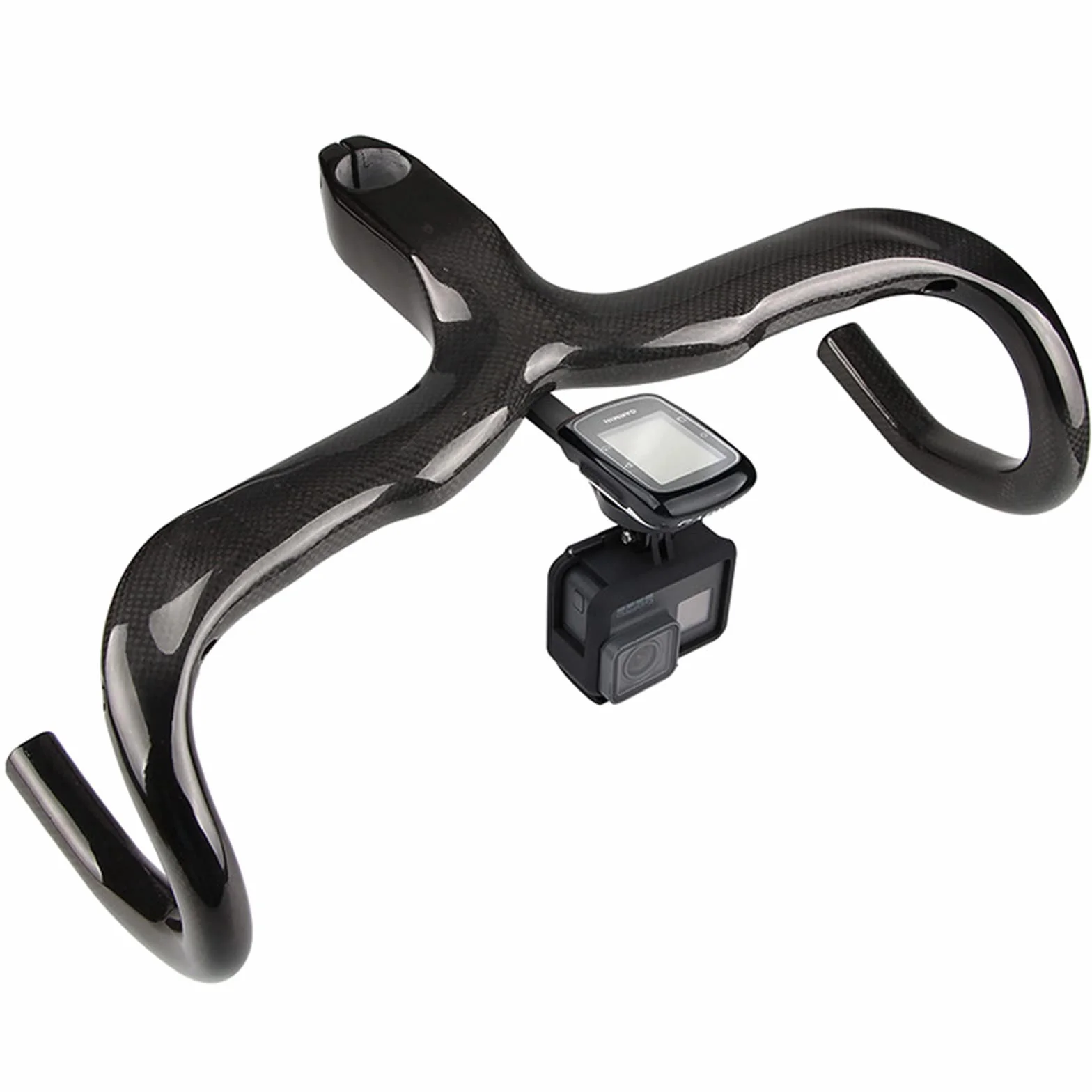 Zintegrowany uchwyt na komputer rowerowy do roweru szosowego (stop aluminium) Uchwyt na kierownicę do Garmin Edge, Wahoo Elemnt, Bryton, Cateye, kamery GoPro i oświetlenia