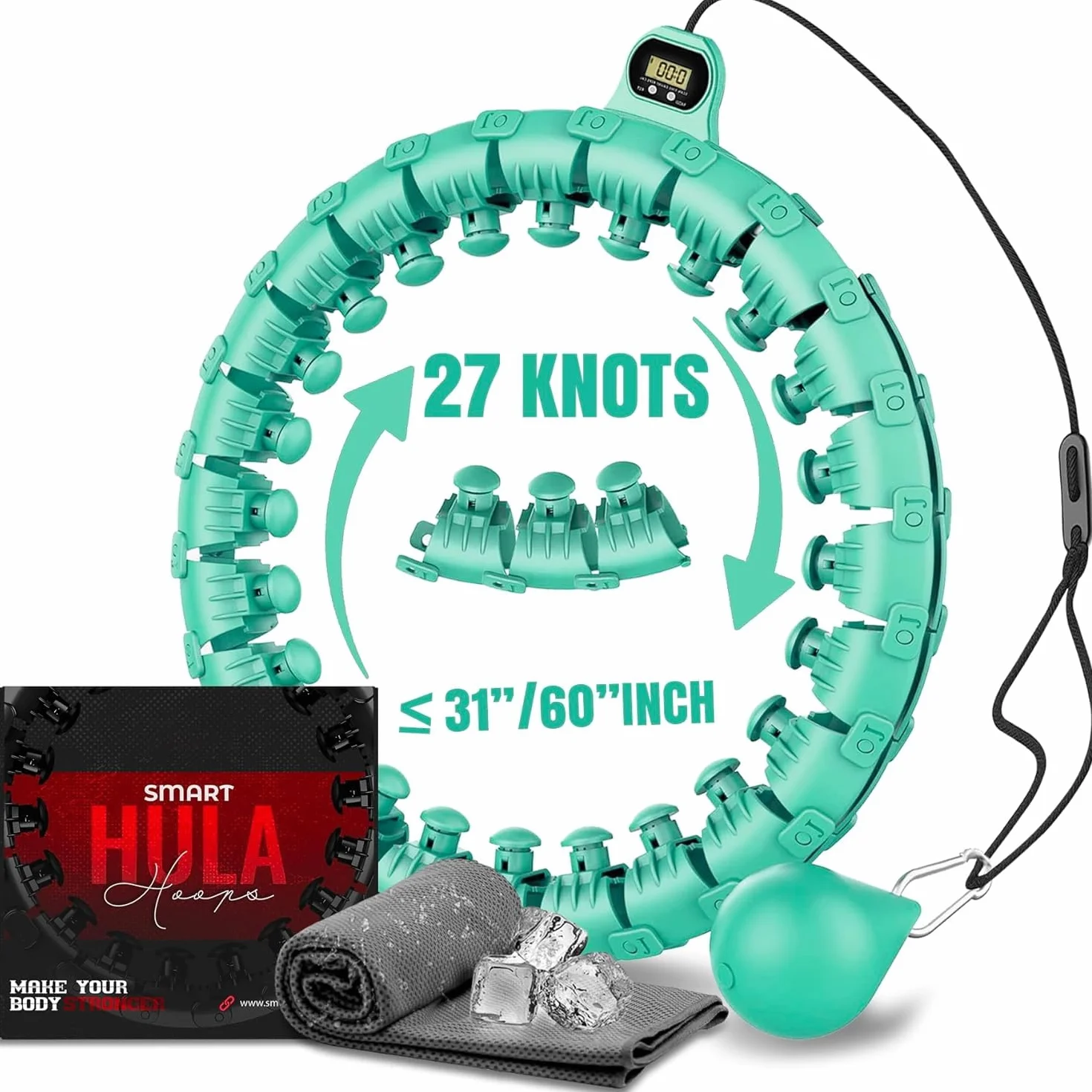 K-MART Inteligentny obciążony hula hop, regulowany trening fitness obciążony hula hop - 27 zdejmowanych węzłów/ogniw