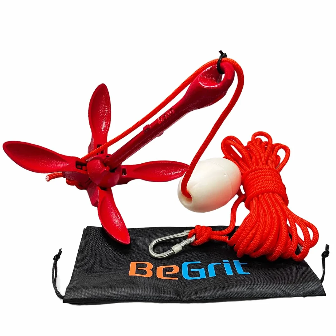 BeGrit Kotwica kajakowa 1,5 kg, składana, stal węglowa, Ø 6 mm, torba transportowa