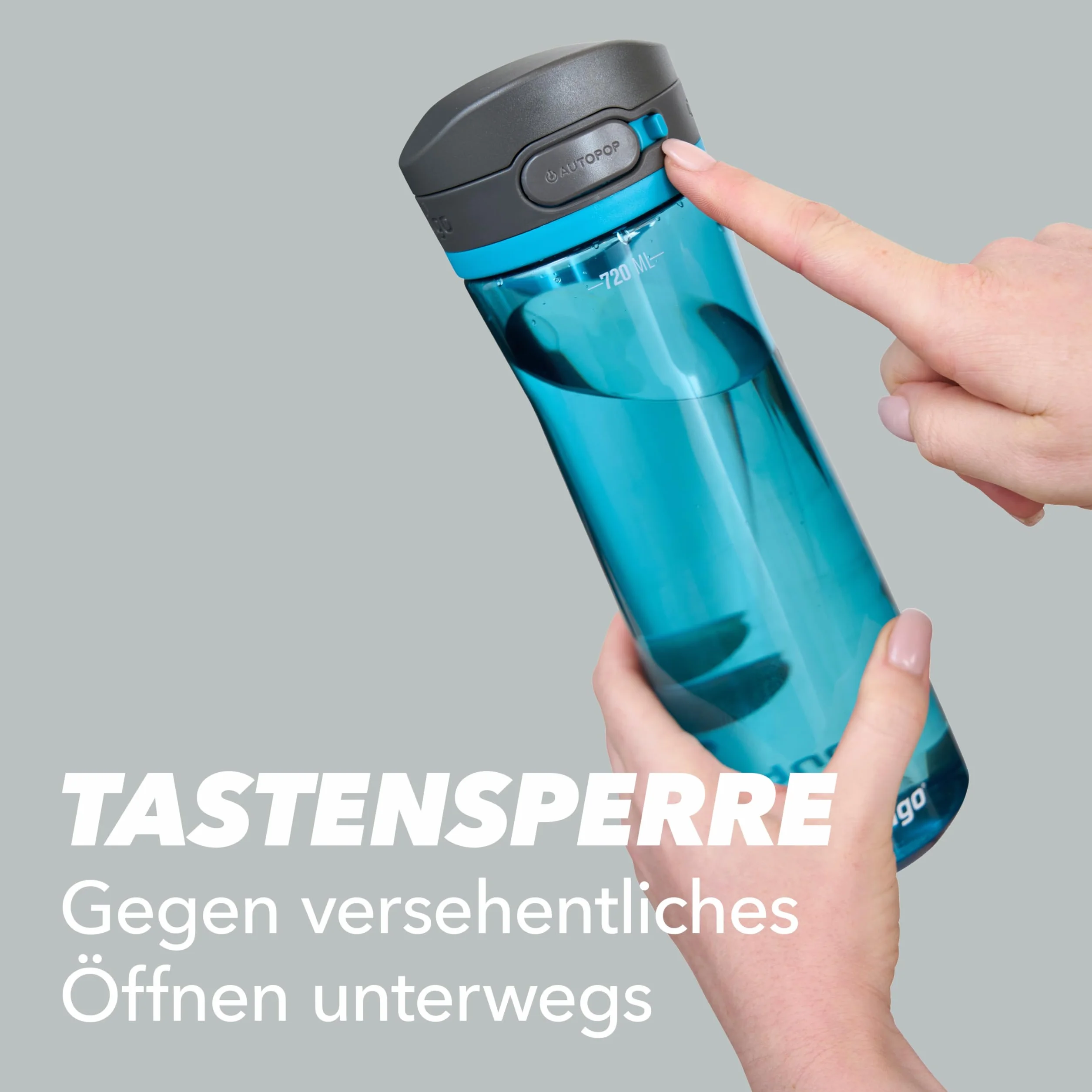Contigo Jackson Butelka na napoje, duża butelka bez BPA, w 100% szczelna, nadaje się do mycia w zmywarce, do uprawiania sportu, roweru, joggingu, wędrówek, pracy, szkoły, 720 ml
