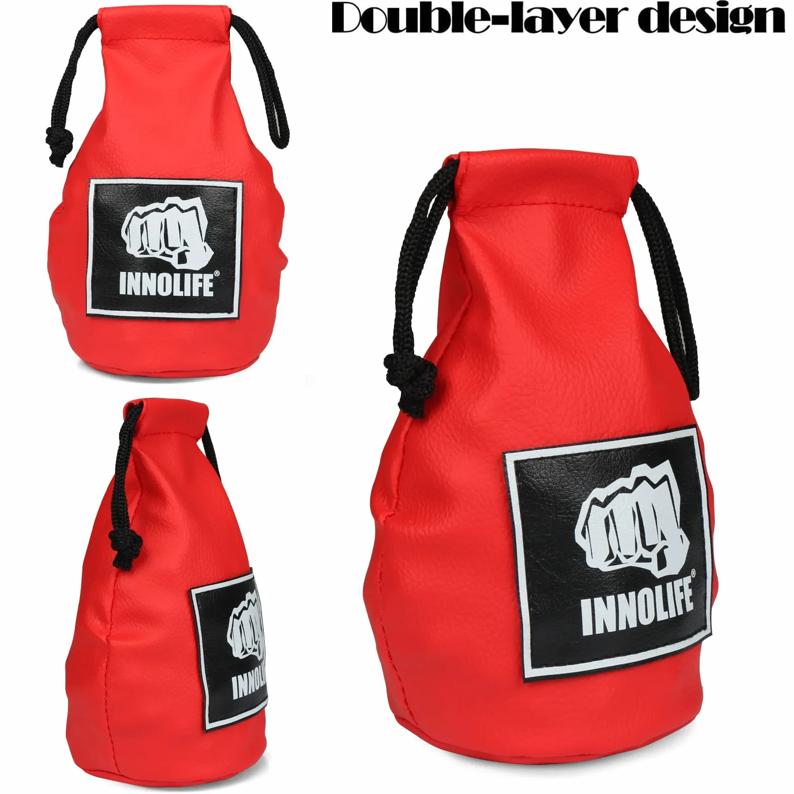 INNOLIFE Worek bokserski slip bag skórzany czerwony do treningu refleksu boksu kickboxingu MMA