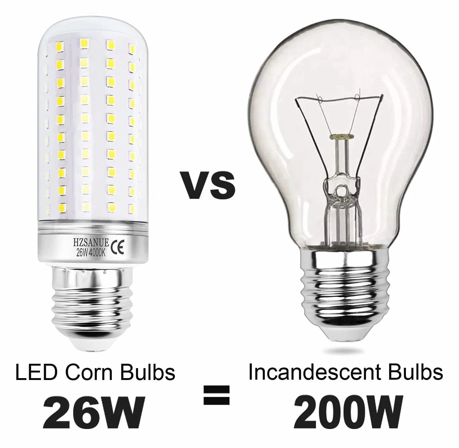 E27 Żarówki LED Kukurydziane 26W 4000K Neutralny Biały 2900 lm Odpowiednik 200W Opakowanie 3 szt
