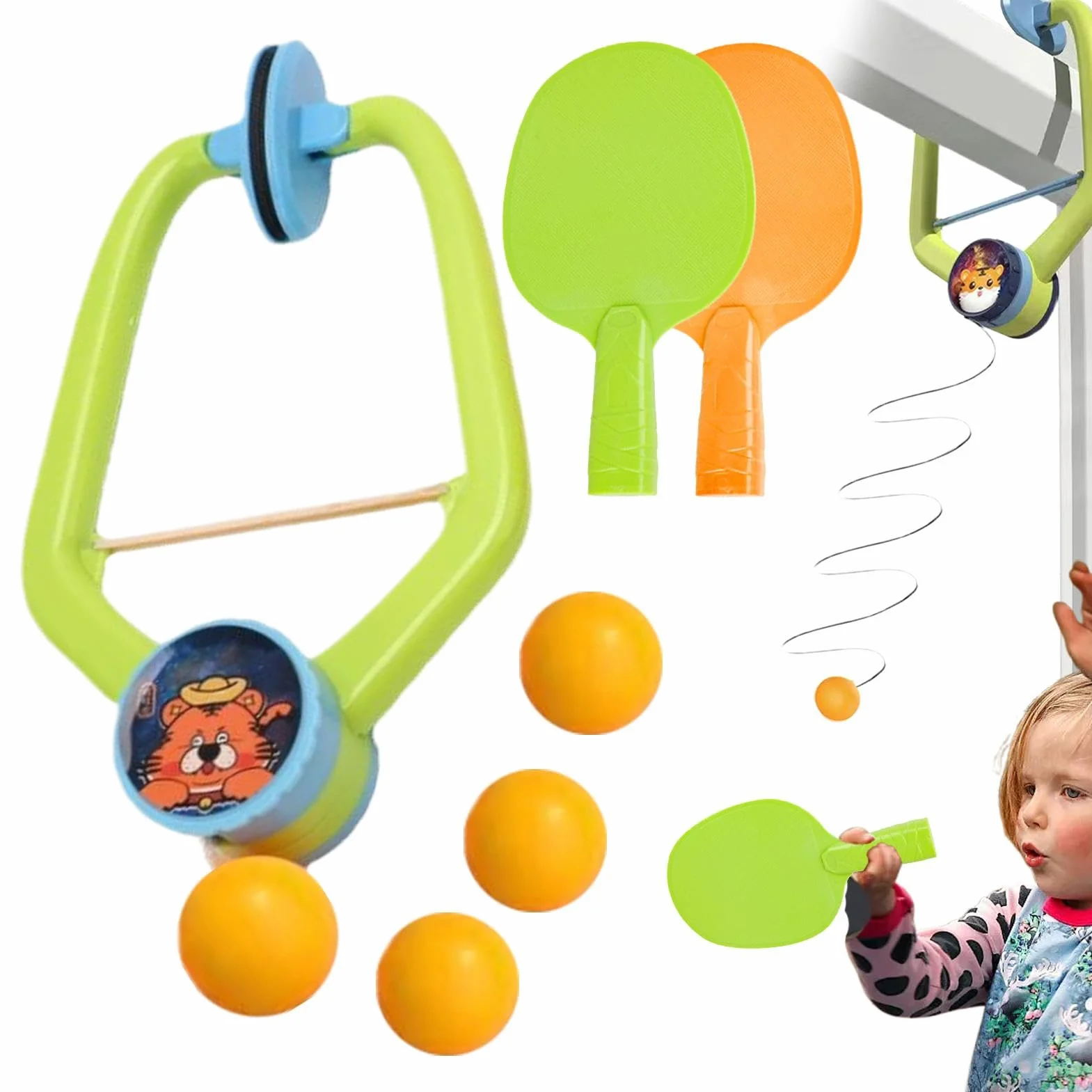 Portable Table Tennis Trainer Adjustable Doorway Design for Kids Home School