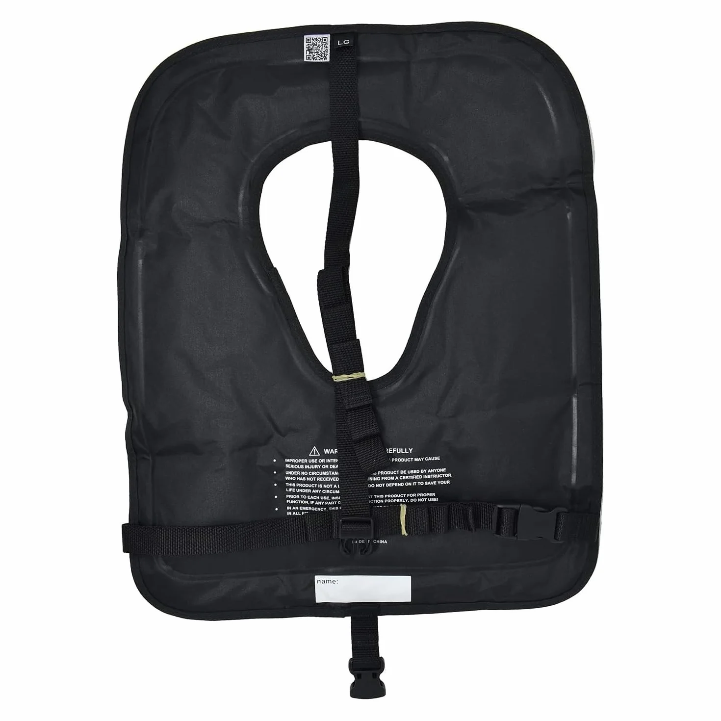 Scuba Choice Adult Snorkel Vest with Name Box, Inflatable Snorkeling Vest for Adults Over 200lbs, Easy Oral Inflator, Removable Strap (27" x 19”) X-Large, Black Snorkeling Vests
