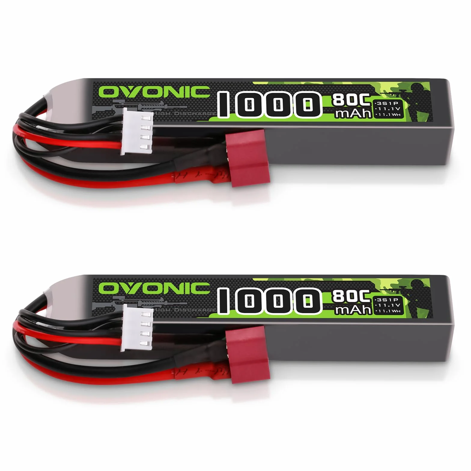 OVONIC 3S Lipo 11,1 V 80C 1000 mAh Airsoft Lipo akumulator z Deans T do pistoletów Airsoft (2 szt.)