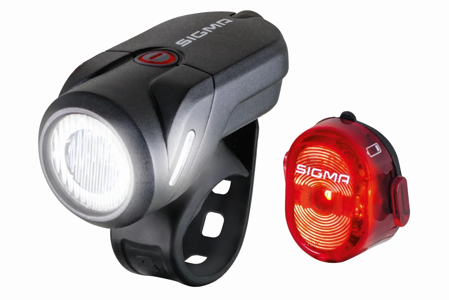 SIGMA Aura 35 i NUGGET II | Akumulatorowy zestaw przedniego i tylnego światła do roweru | Zestaw bryzgoszczelny