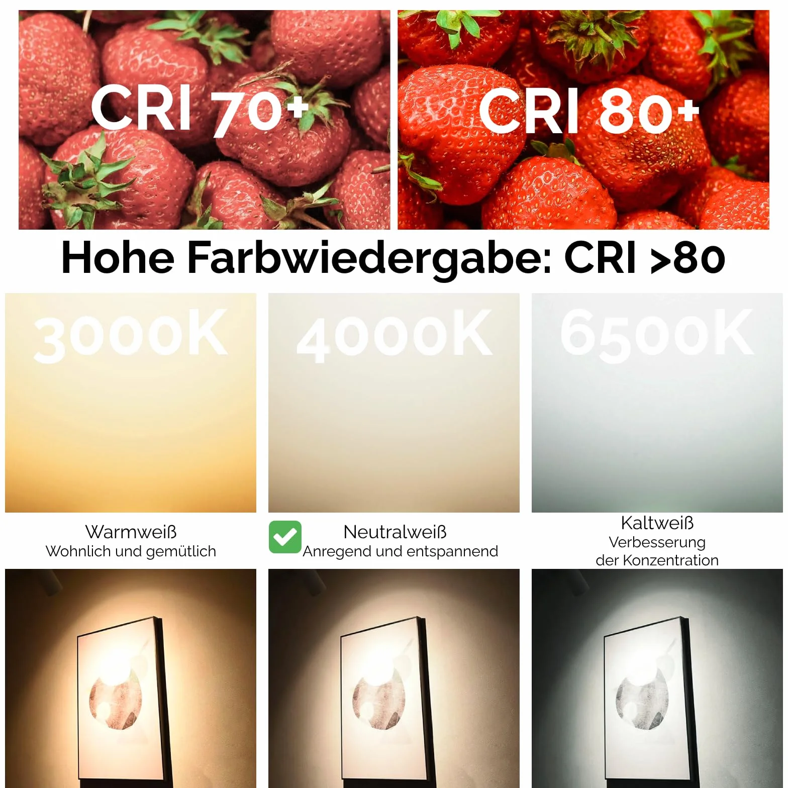 LUMILED Żarówka LED GU10 Reflektor PAR16 6W 580lm 4000K 120° Czarna