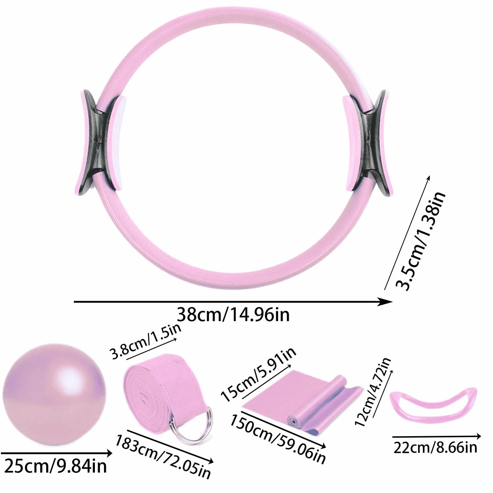 Zestaw Pilates Pierścień i Ball, Pilates Kit do treningów domowych z paskami oporowymi