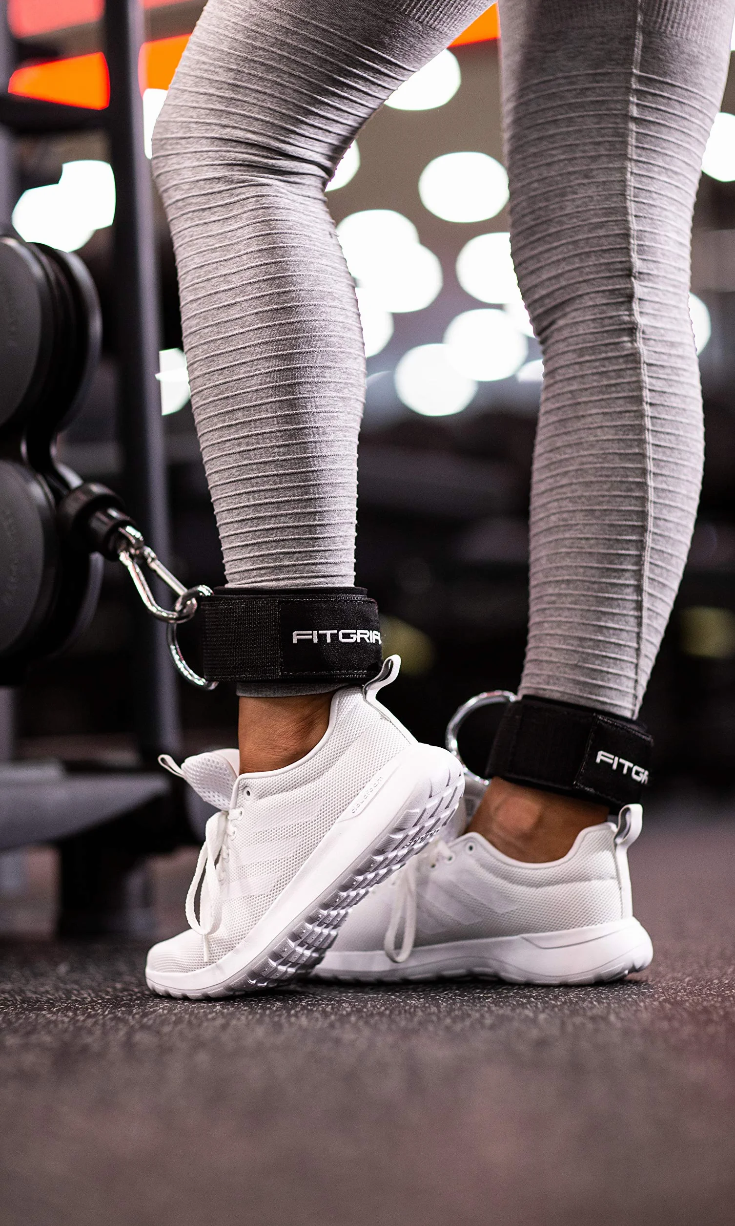 Fitgriff Komfortowe pętle na nogi (2 sztuki) do treningu fitness na wyciągu kablowym czarne