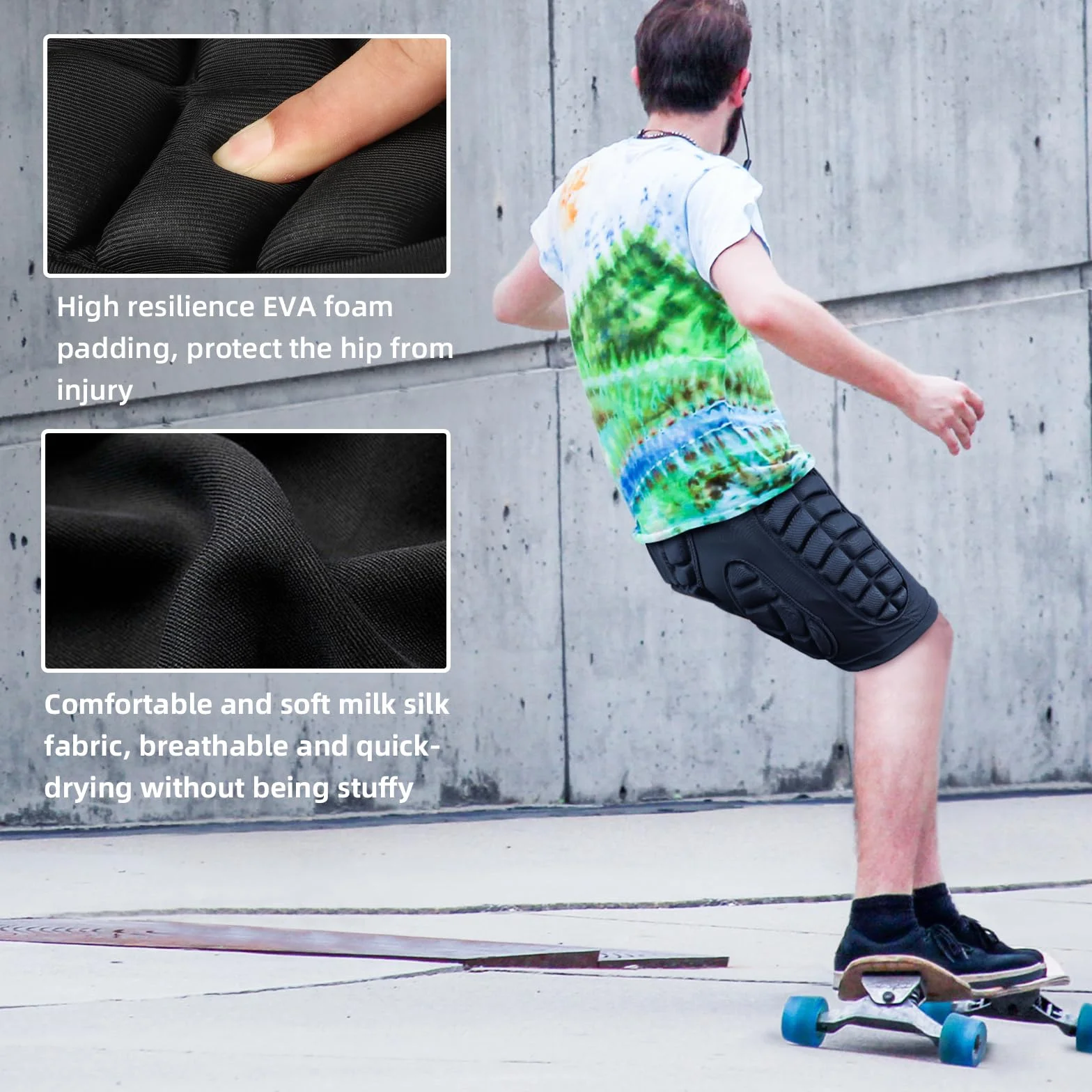 Cienfy Wyściółka biodrowa 3D z pianki EVA, wyściełane szorty Crash-Pad Impakthose do jazdy na nartach, łyżwach, snowboardzie i deskorolce