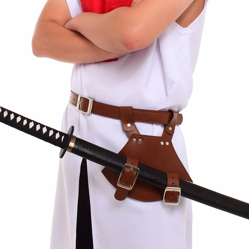 BLESSUME Średniowieczny uchwyt na miecz z paskiem do LARP Cosplay, Sword żaba na miecz (brązowy 2)