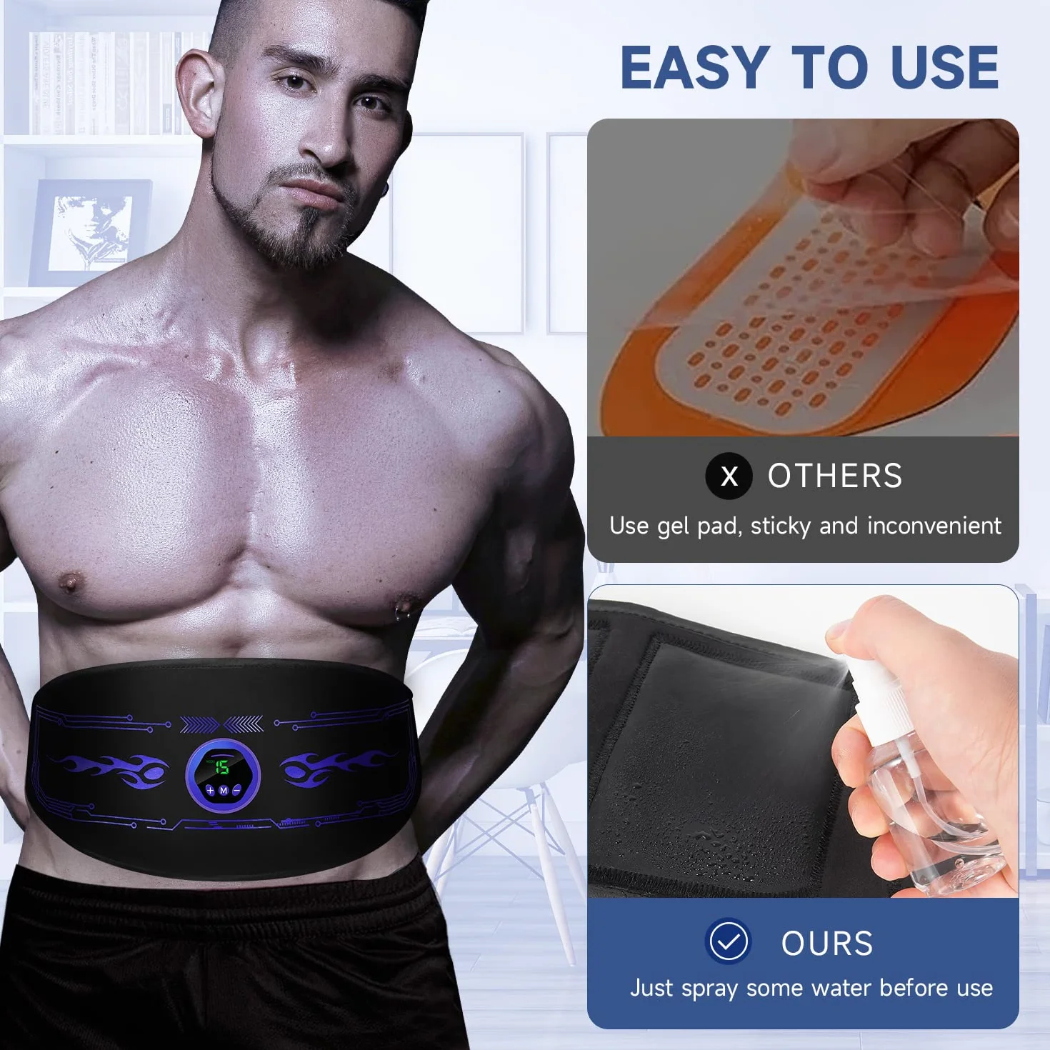 EMS elektryczny stymulator mięśni brzucha, 6 trybów treningu, trener dla mężczyzn i kobiet
