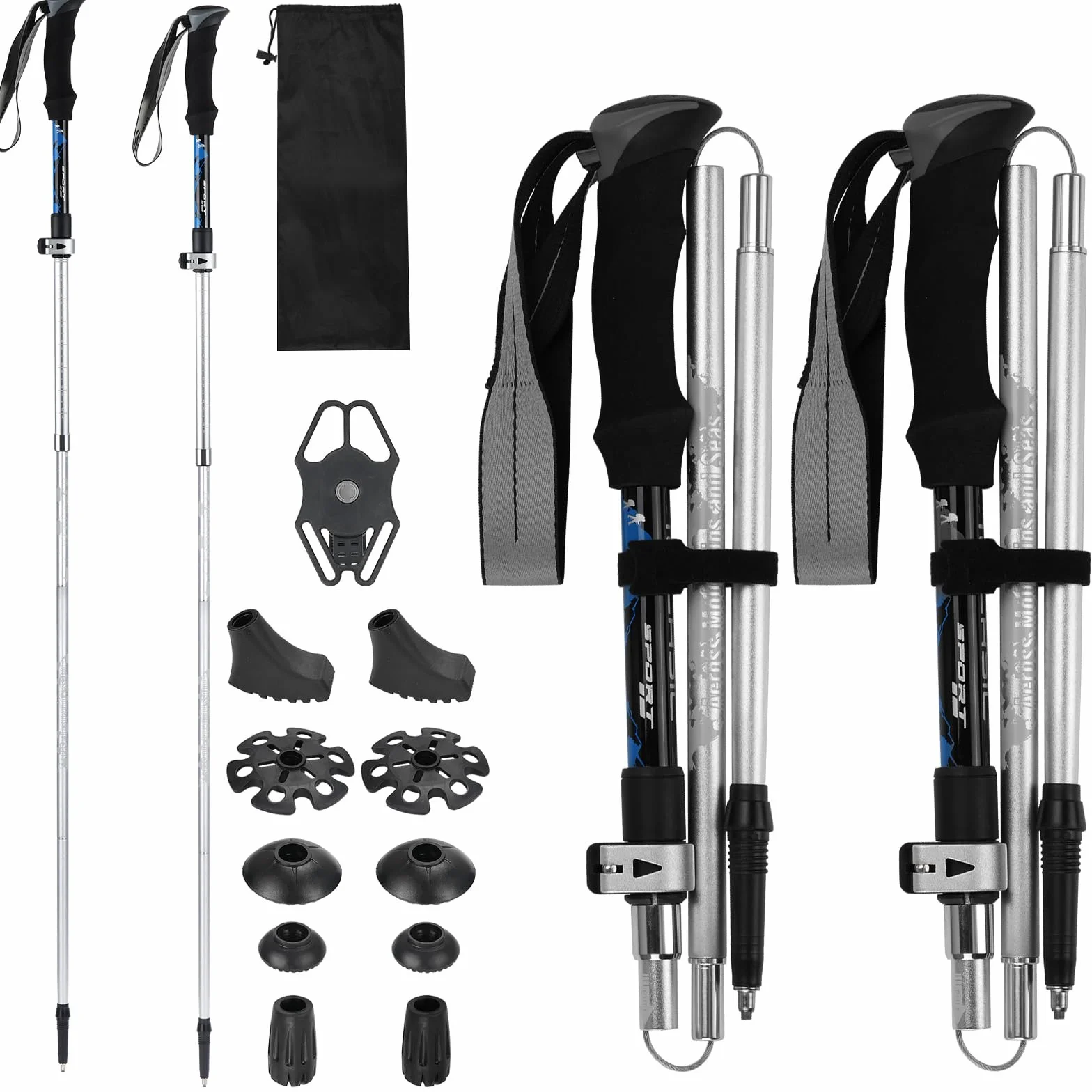 Aluminiowe kijki trekkingowe teleskopowe 110-130 cm do nordic walkingu