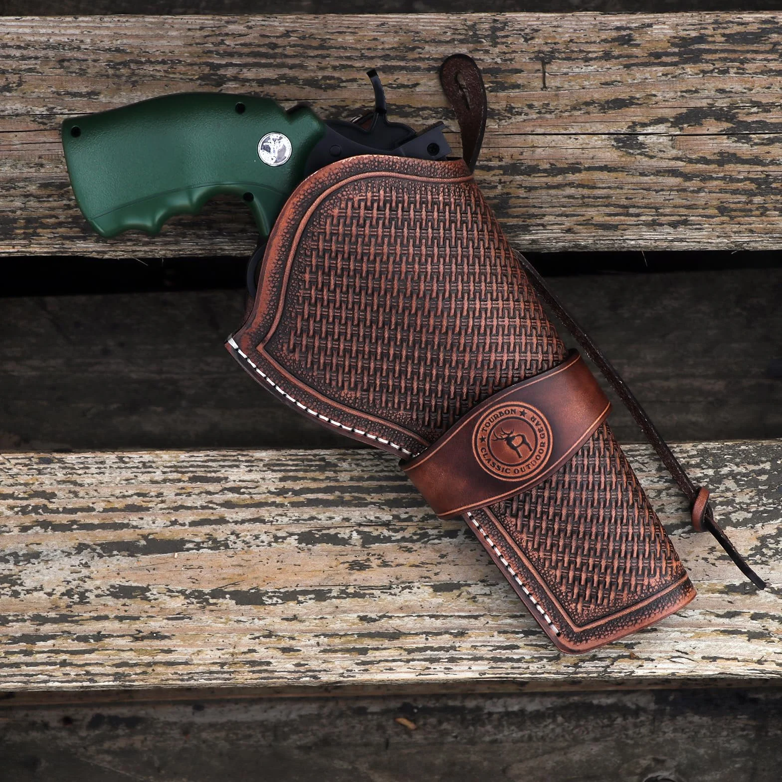 TOURBON Kabura na pistolet z prawdziwej skóry western kowbojski pas kabury rewolwer pistolet torba do przenoszenia