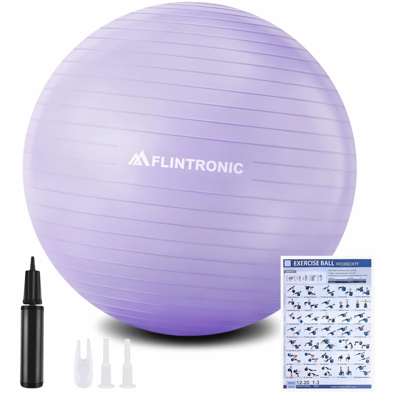 flintronic Piłka do ćwiczeń, przeciwwstrząsowa piłka do jogi, fitness, 55 do 65 cm, bardzo gruba szwajcarska piłka z pompką ręczną do jogi, pilatesu, fitnessu
