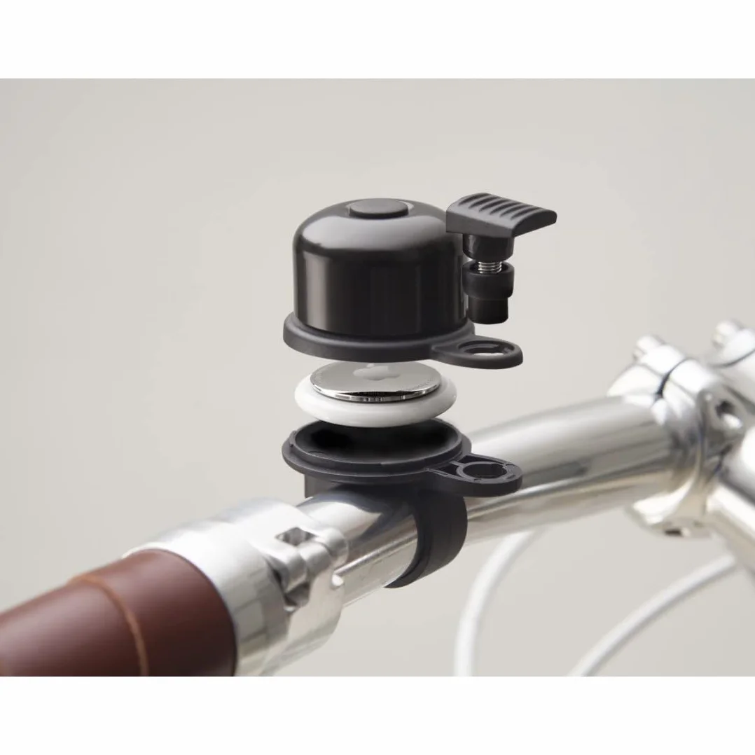 Hama Dzwonek rowerowy AirBell® do Apple AirTag (AirTag, mocowanie AirTag, schowek na rower, ochrona przed kradzieżą, śledzenie, 85 dB, średnica 2,2 cm), czarny