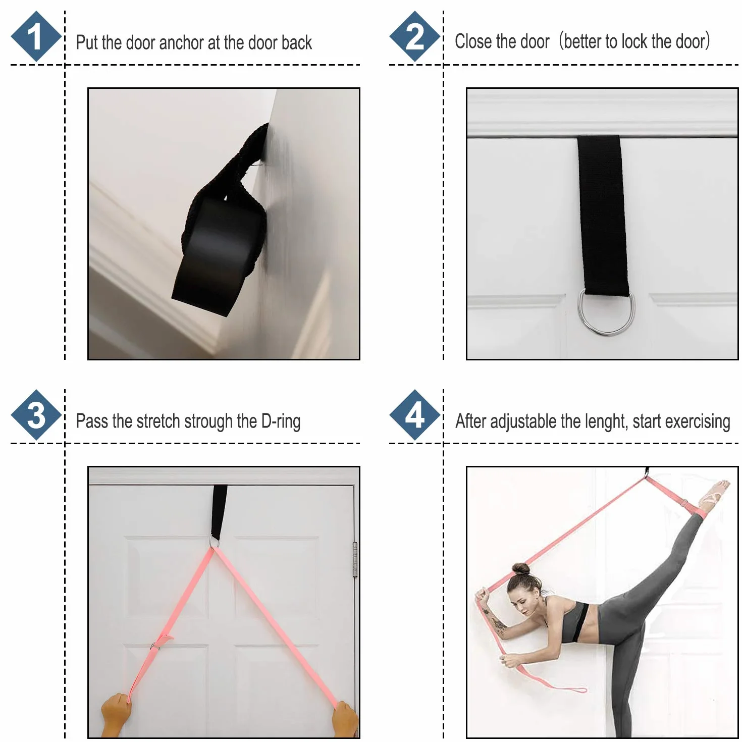 MaoXinTek Pasek do rozciągania jogi, Baletowe paski fitness Elastyczny pas, regulowany ściągacz do rozciągania nóg, idealny do tańca, gimnastyki, Taekwondo