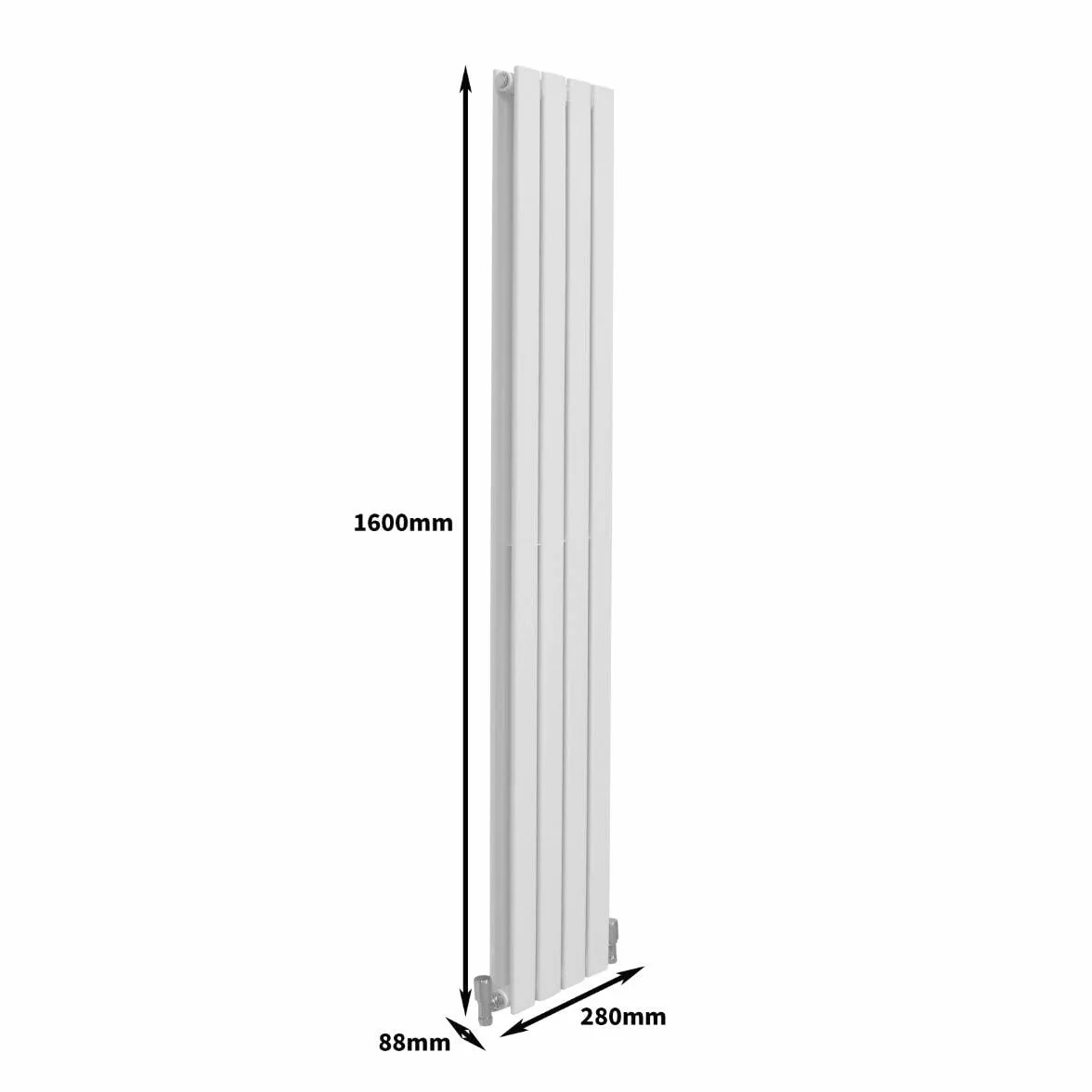 Designerski Grzejnik Płaski Panel 160 x 28 cm Biały Błyszczący Pionowy Podwójny Panel Ścienny