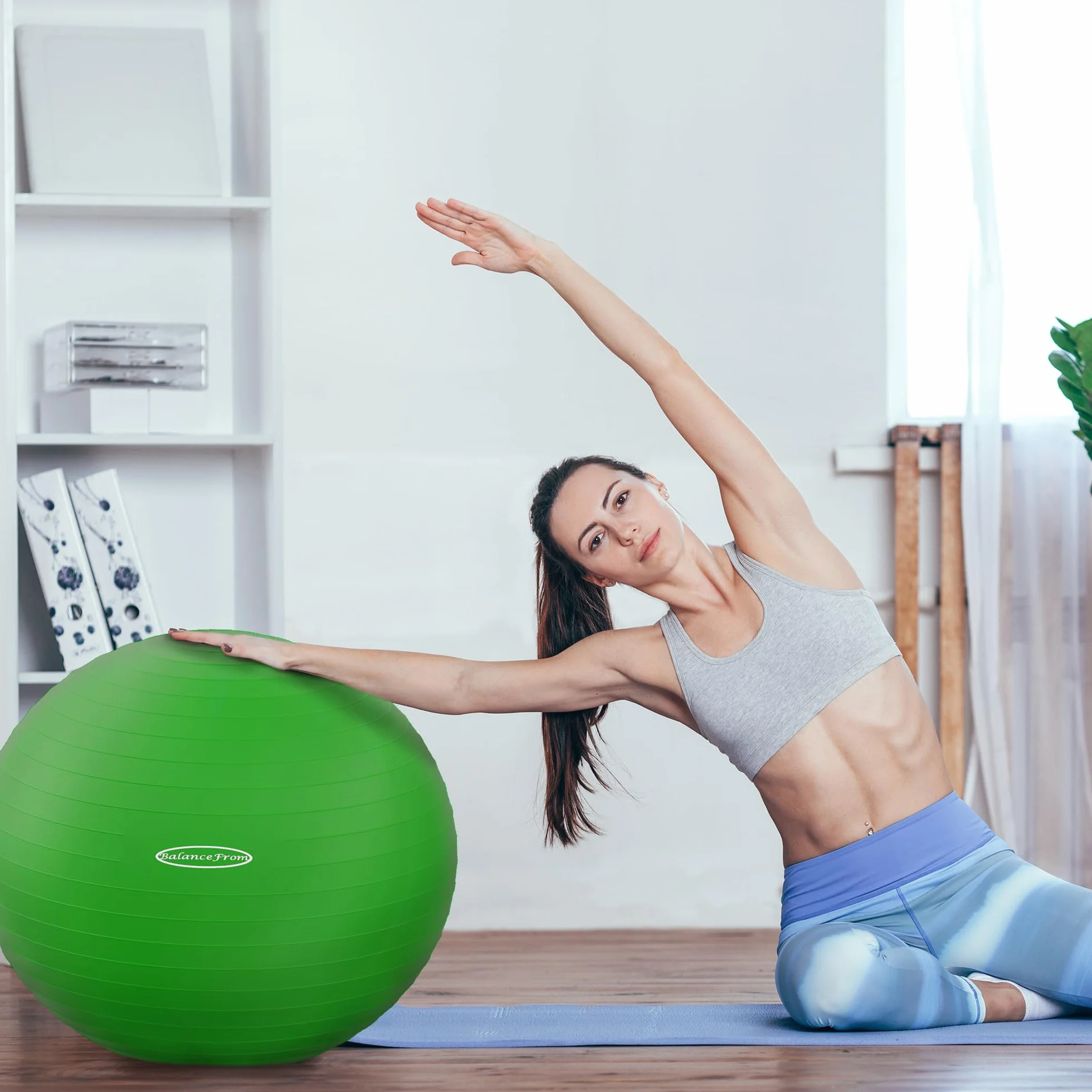 Fitvids Piłka do ćwiczeń, jogi i fitnessu – odporna na pęknięcia i antypoślizgowa, z szybkim pompowaniem, nośność do 907 kg, dostępna w różnych kolorach i rozmiarach
