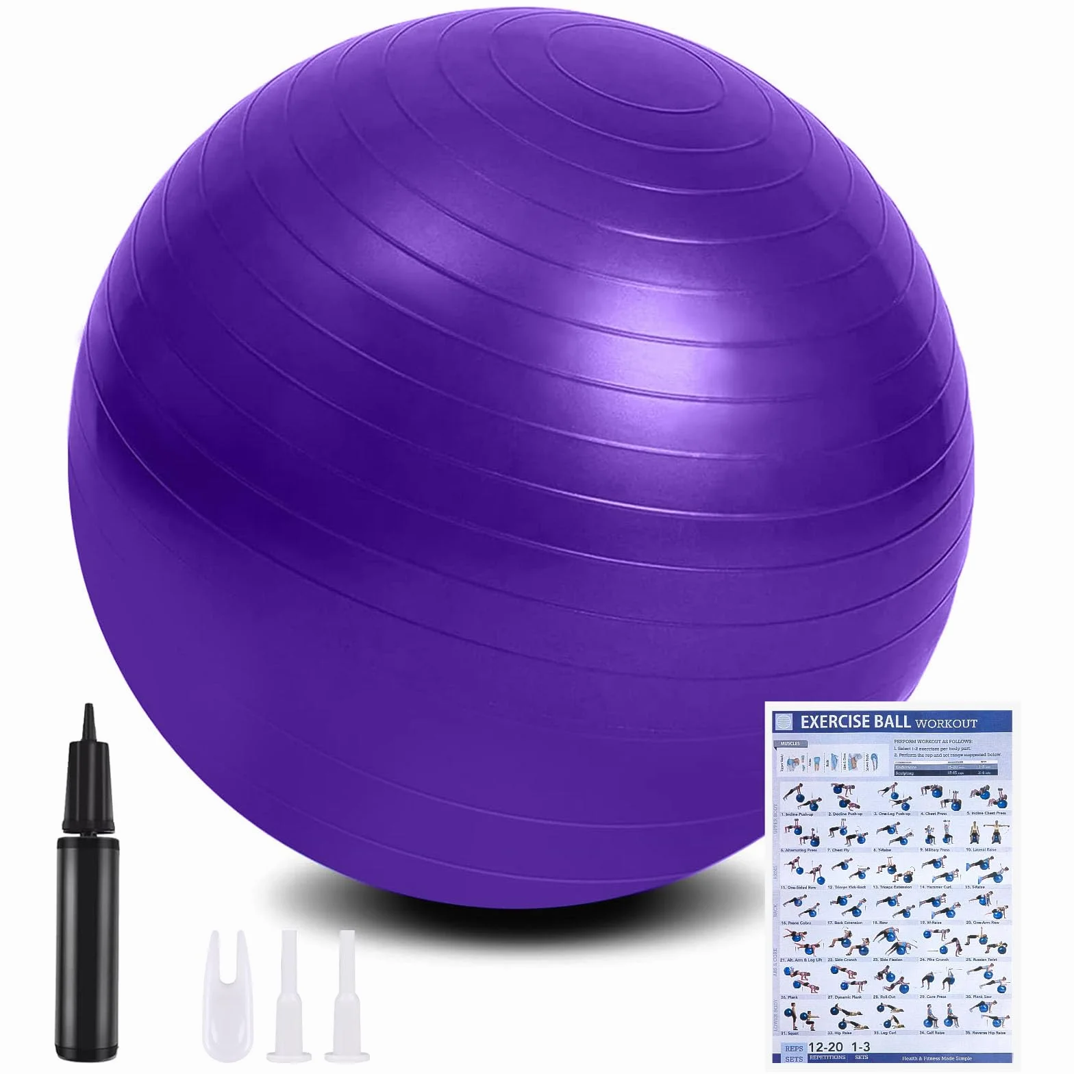 flintronic Piłka gimnastyczna, 65 cm, ultra gruba, antywybuchowa piłka do jogi z pompką nożną do pompowania, wytrzymała piłka fitness o maksymalnej nośności do sportu, fitnessu, jogi, pilatesu