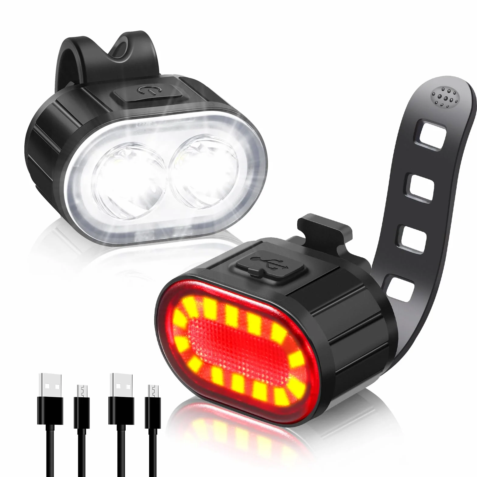 Blendura Światła rowerowe LED, 4 + 6 trybów światła rowerowego z przodu i z tyłu, IPX4, światło rowerowe USB z możliwością ładowania, nadaje się do różnych rowerów