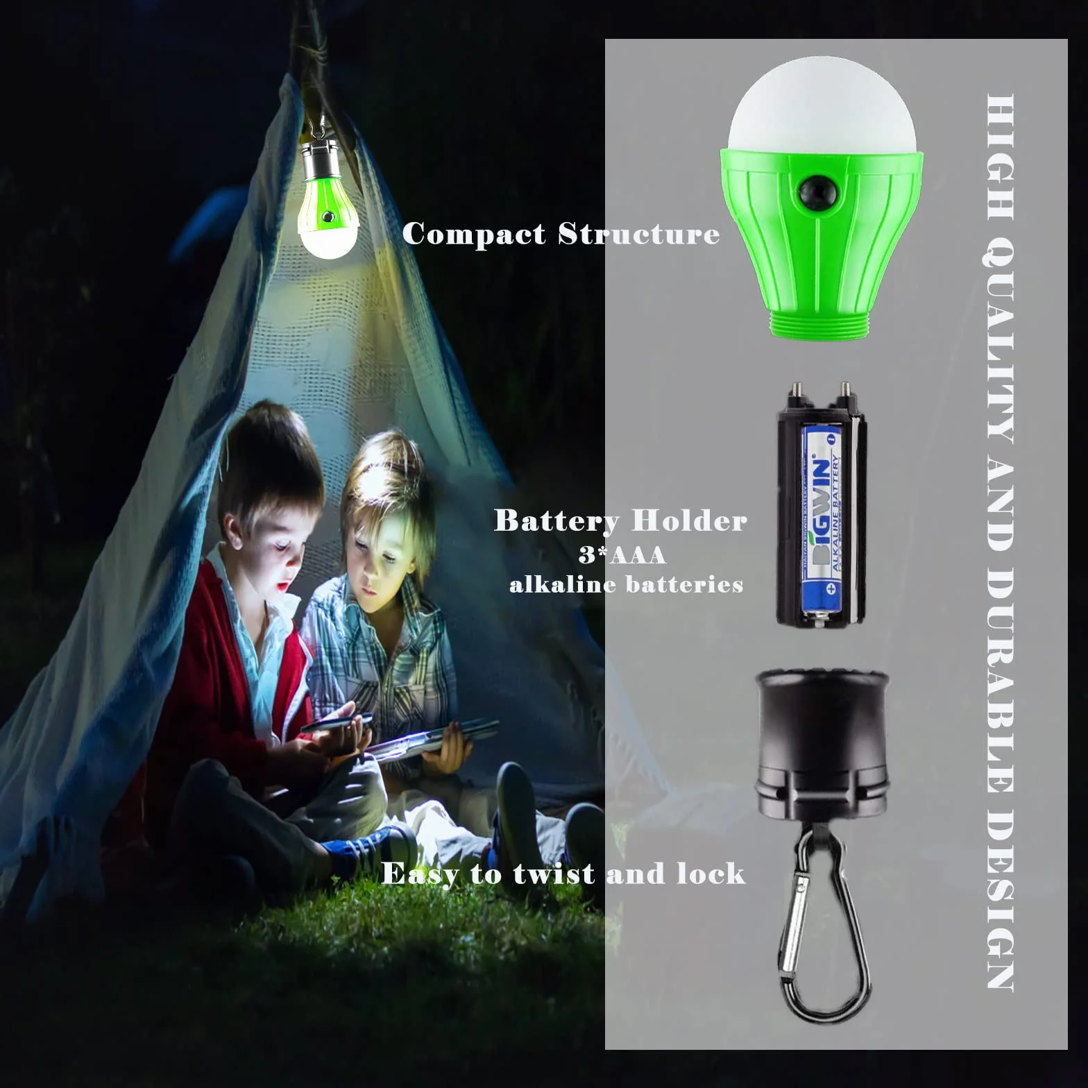 4 sztuki lamp kempingowych LED, do namiotu, z karabińczykiem, zestaw żarówek dla dzieci, oświetlenie plecaka, przenośna, wodoszczelna lampa kempingowa do ogrodu, garażu, wędkowania, przygód, kempingu, dekoracji na co dzień