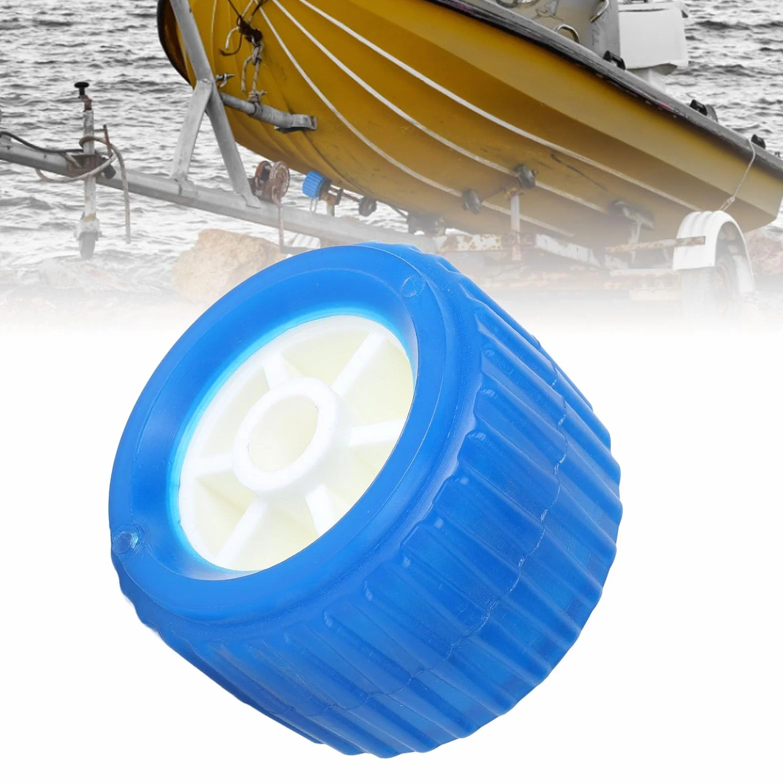 4 szt. Żebrowana Rolka Uchylna Morska 108 75 19 Mm PP Odporna na Wysokie Temperatury Rolka do Przyczepy do łodzi z Doskonałym Materiałem PU do łodzi,