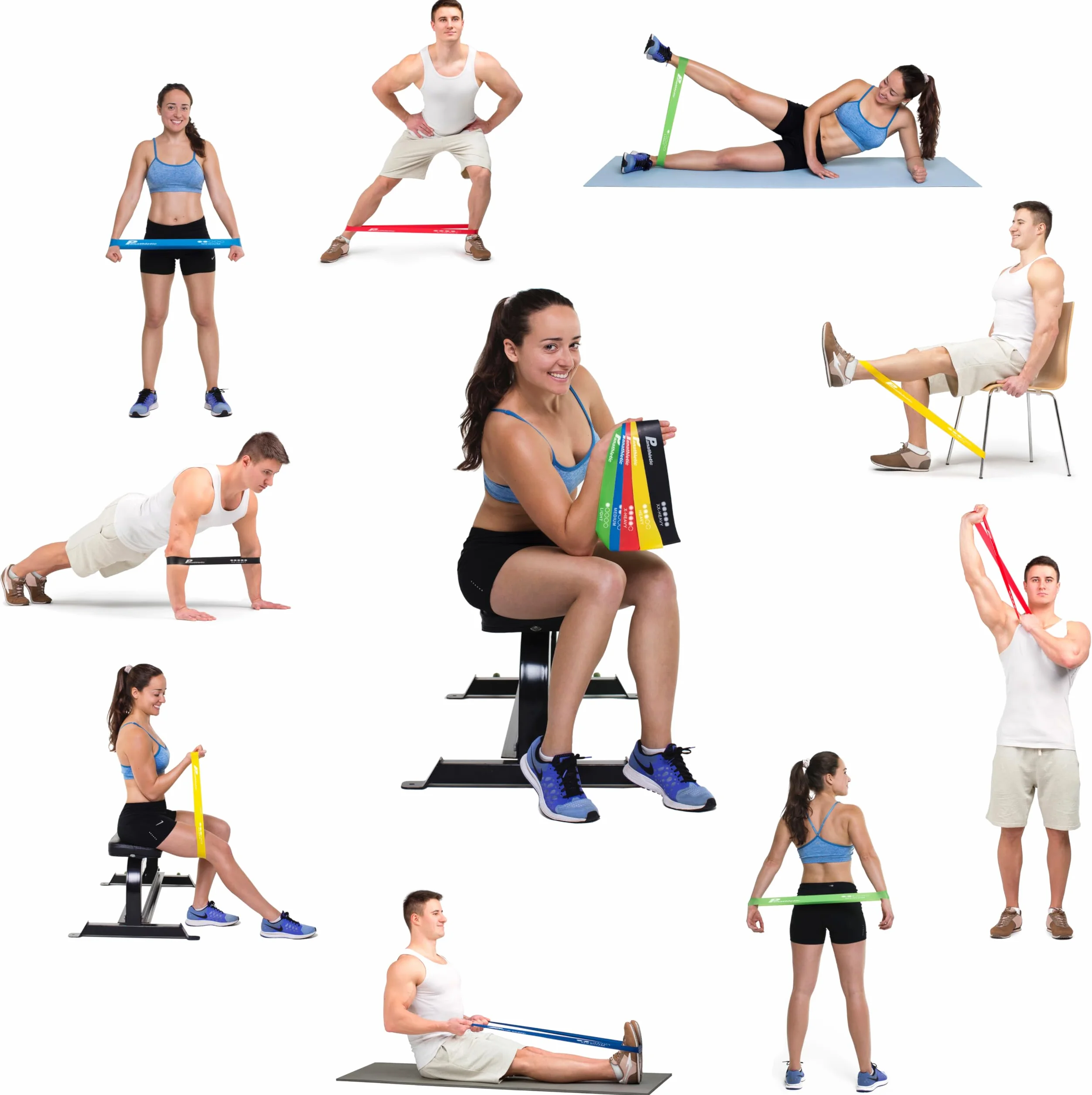 Panathletic Taśmy Oporowe - Gumy do Ćwiczeń, Zestaw 5 Gum o Różnych Oporach, Przewodnik z Ćwiczeniami, eBook, Torba – 5x gumy treningowe, taśma do ćwiczeń fitness