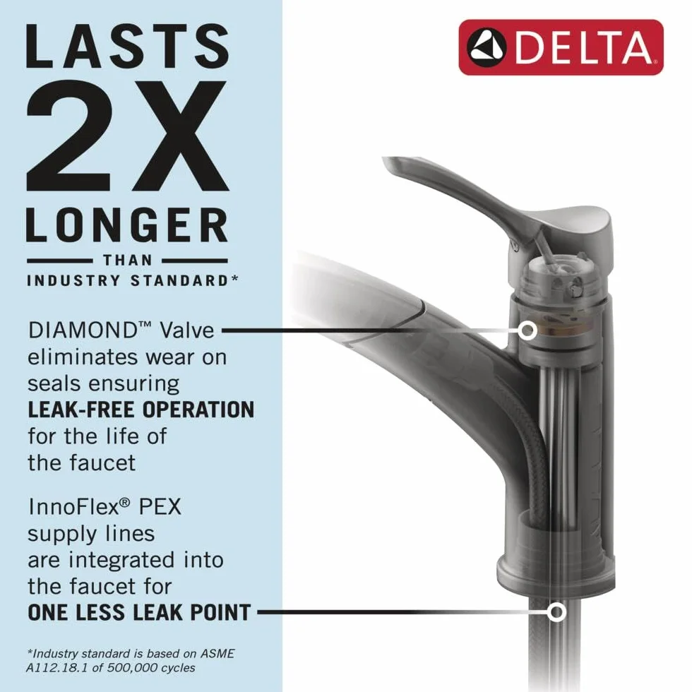 Delta Faucet 4353-AR-DST Lipa pojedynczy uchwyt wyciągany kran kuchenny, stal arktyczna