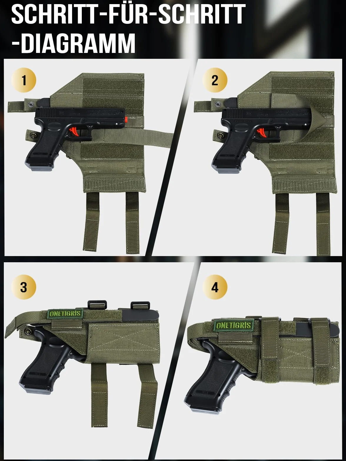 OneTigris 1000D nylonowa kabura na pistolet Molle
