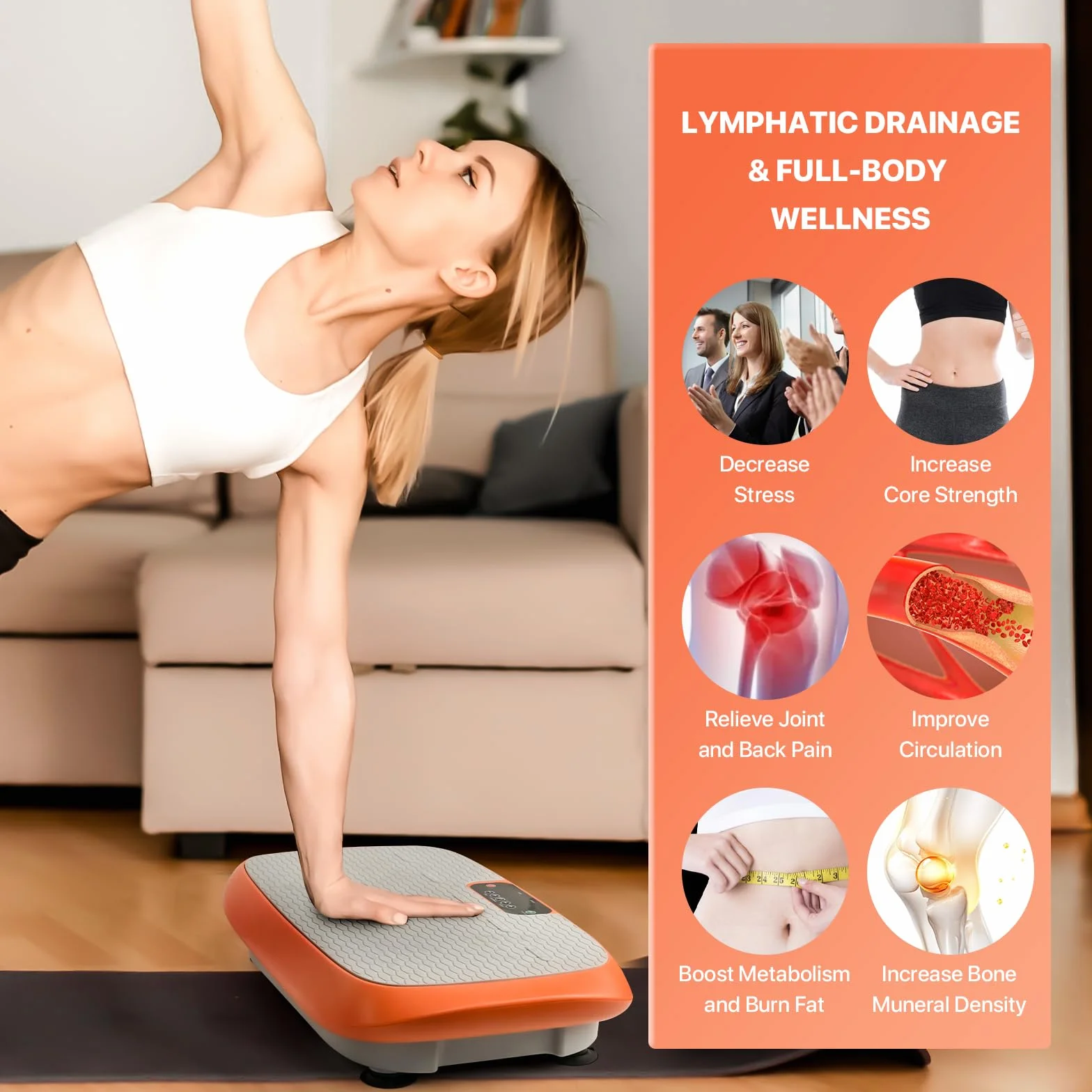 Maszyna do ćwiczeń z płytą wibracyjną do odchudzania sprzęt fitness, platforma wibracyjna do fitnessu w domu, drenaż limfatyczny, wstrząsanie całego ciała, 99 regulowanych prędkości