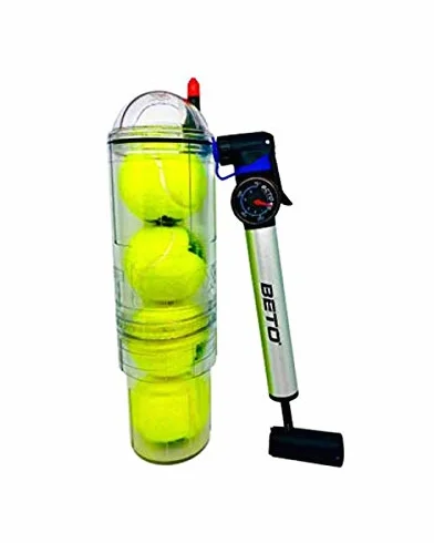 TuboPlus - TuboX4 Crystal + pompa z manometrem BETO – ciśnieniomierz do tenisa i piłki wiosłowej