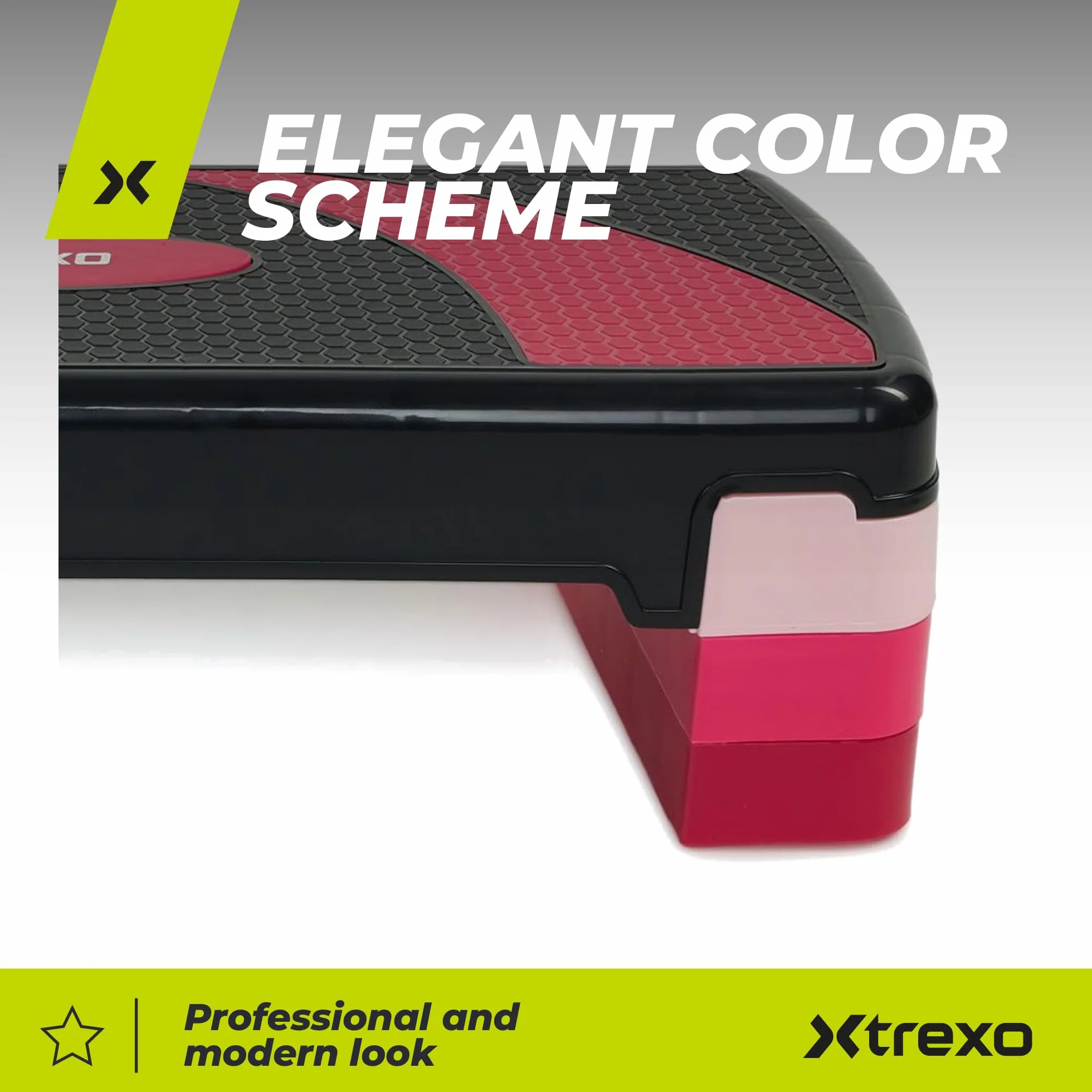 TREXO Aerobik Step 78 x 30 cm do ćwiczeń kardio i treningu fitness regulowana wysokość 10-20 cm wytrzymały polipropylen i TPR wysokiej jakości aerobik niebieski | różowy | szary